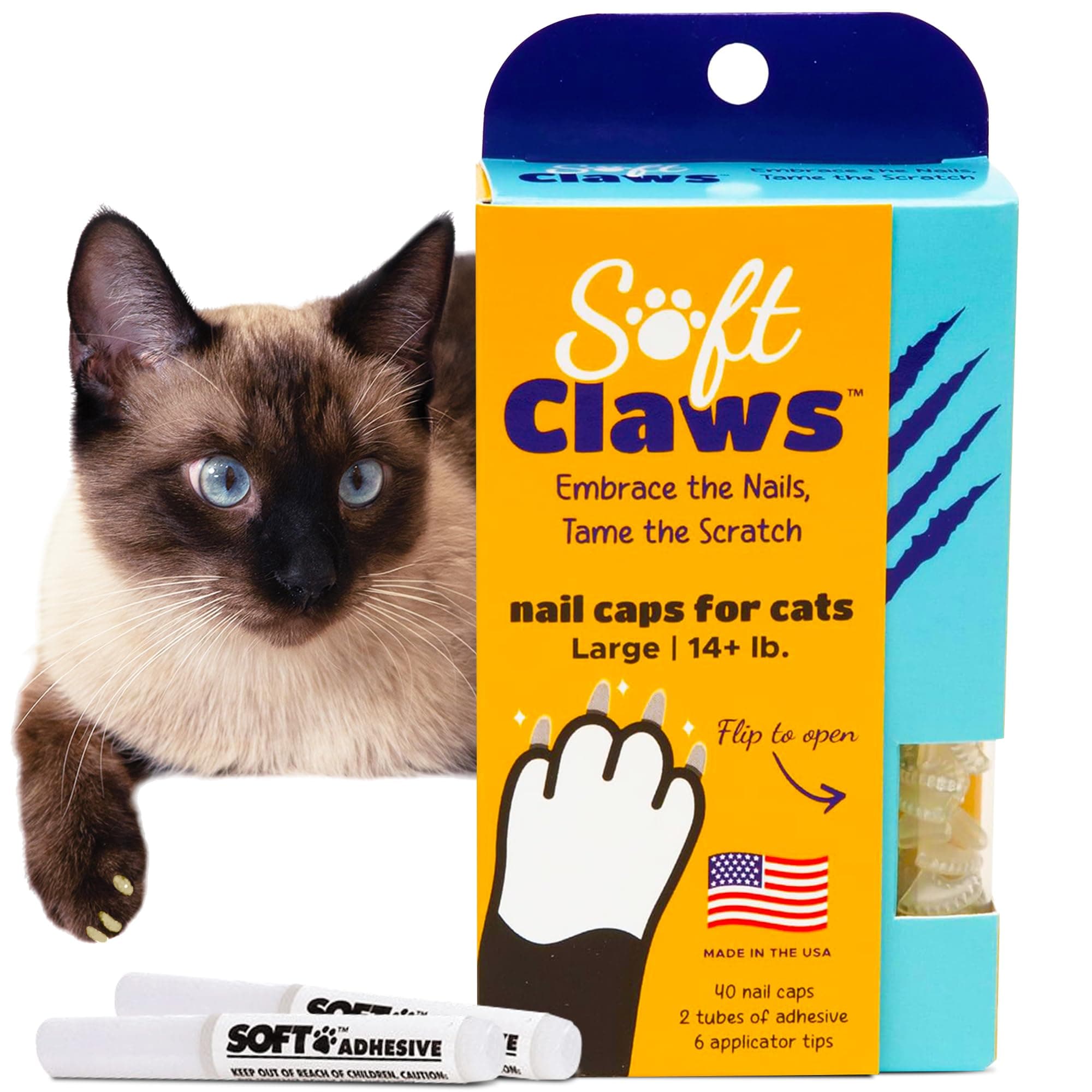 Soft Claws Cat Nail Caps Take-Home Kit, Large, Clear