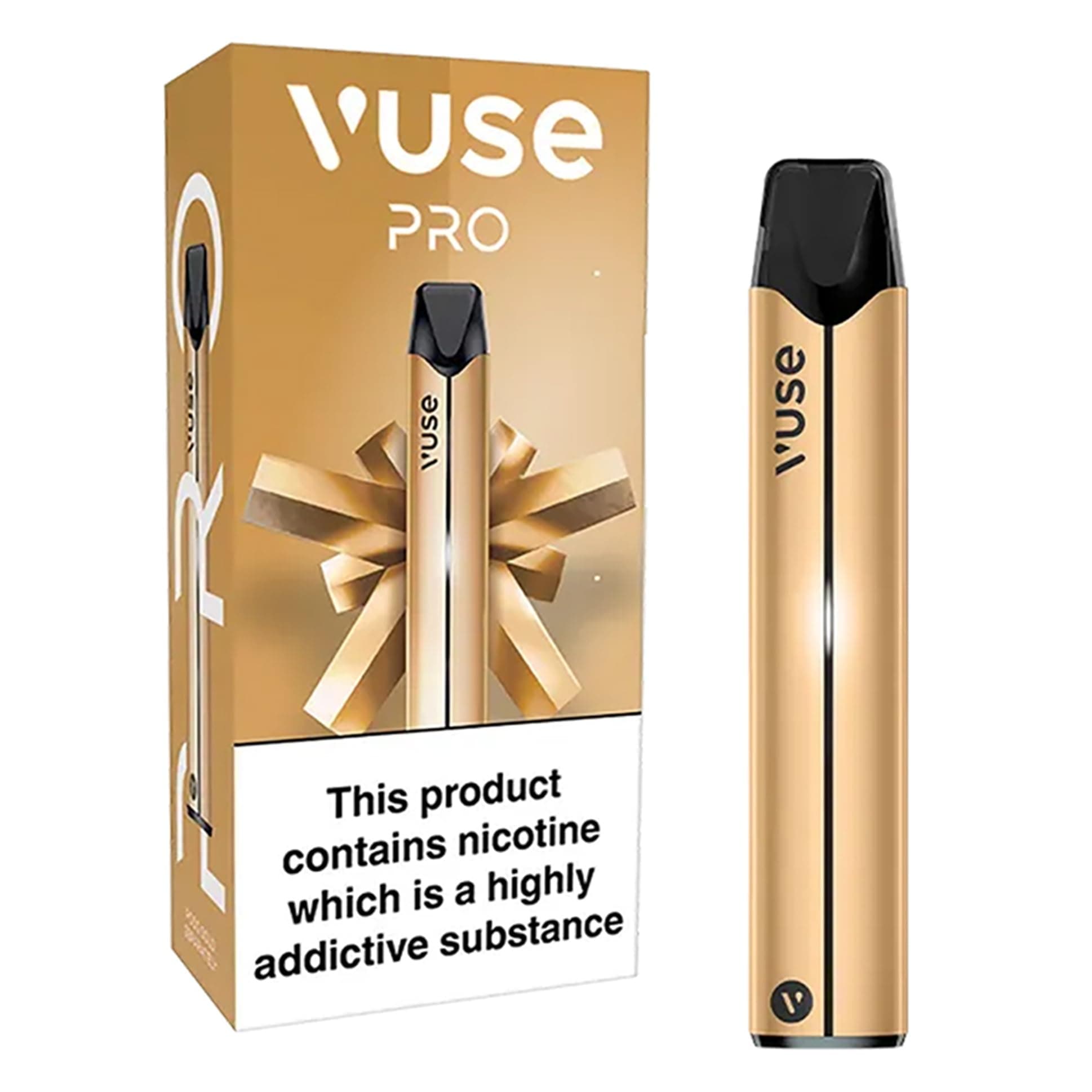 Pro Vape Kit, Slim Design, Fast Charging, Splash-Resistant, reusable, rechargeable, refillable, compatible with Vuse ePod 2 pods (Sold Separately), Gold