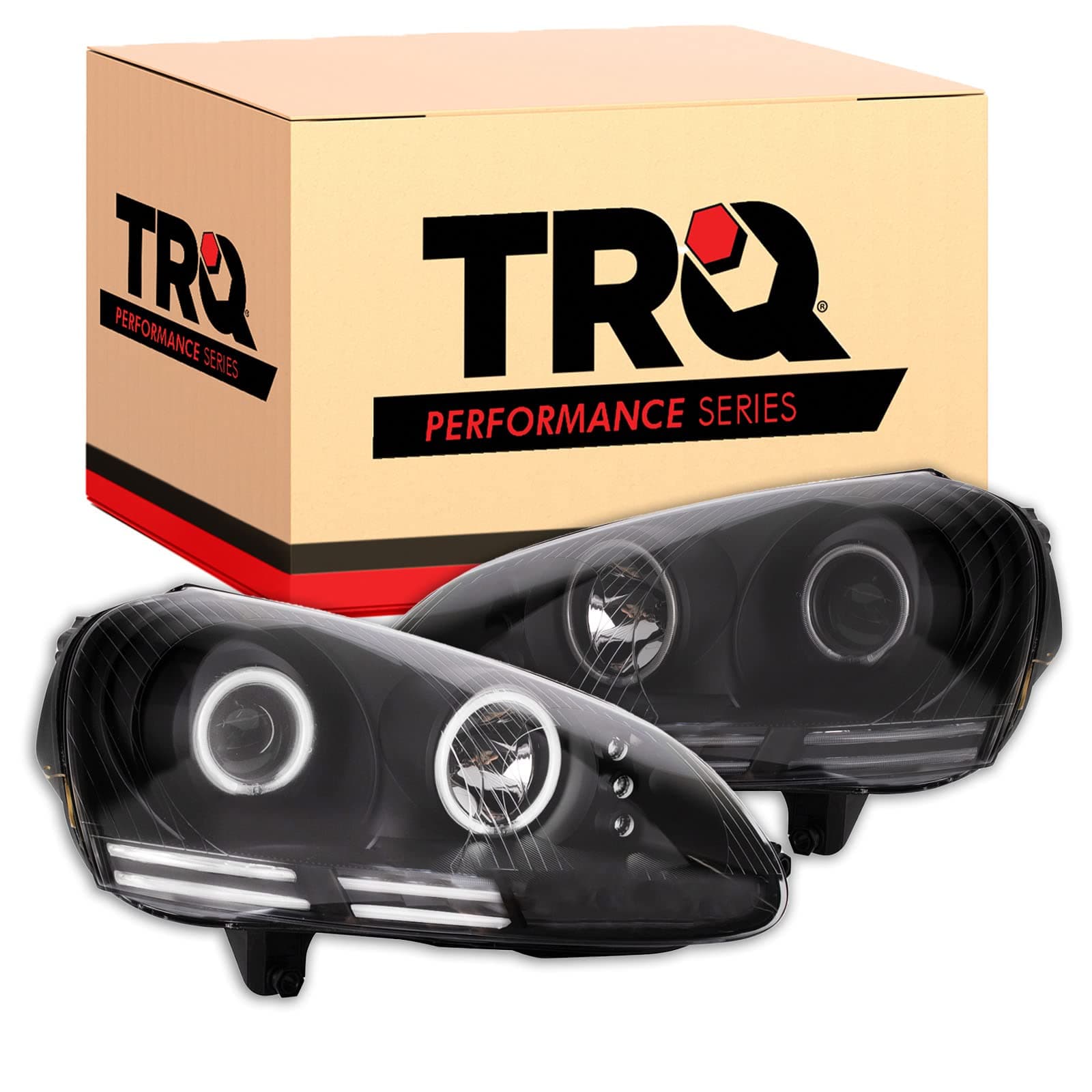 TRQ Performance Headlight Set Compatible with 2005-2010 Volkswagen Rabbit
