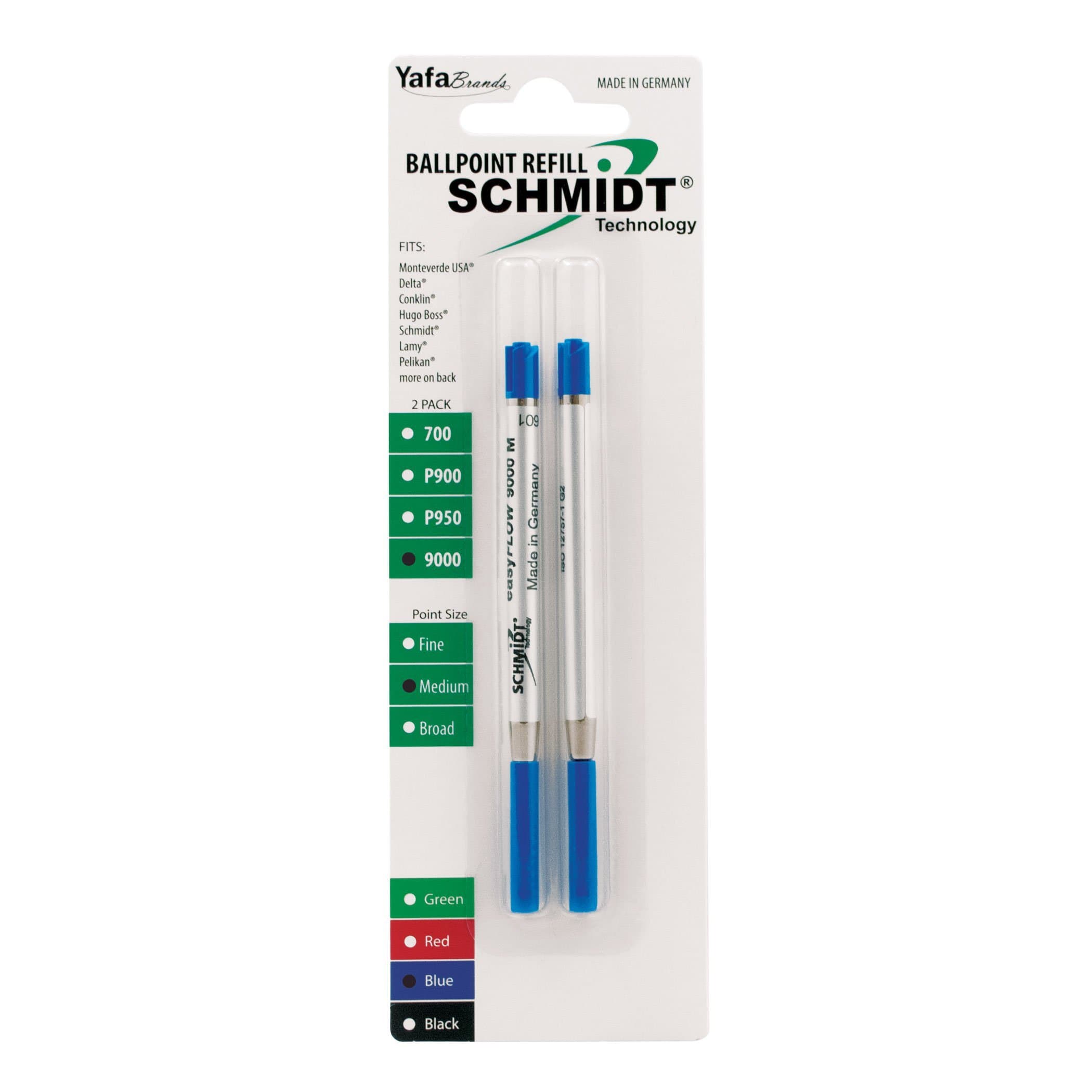 9000 Easy Flow Hybrid Ballpoint Refill Medium, Blue, 2 Pack Blister (SC58144)