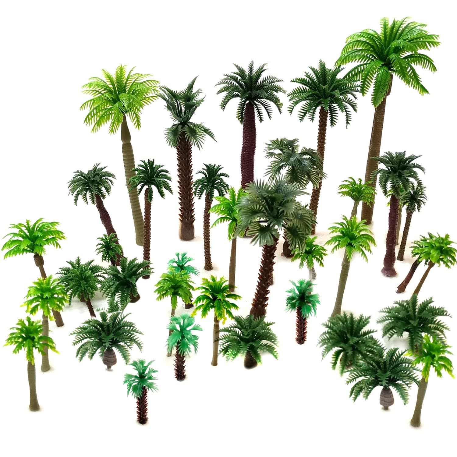 36pcs Palm Trees, Ho Scale Bushes, Plastic Trees for Projects 1.5-6 inch(3-16 cm), Miniature Trees