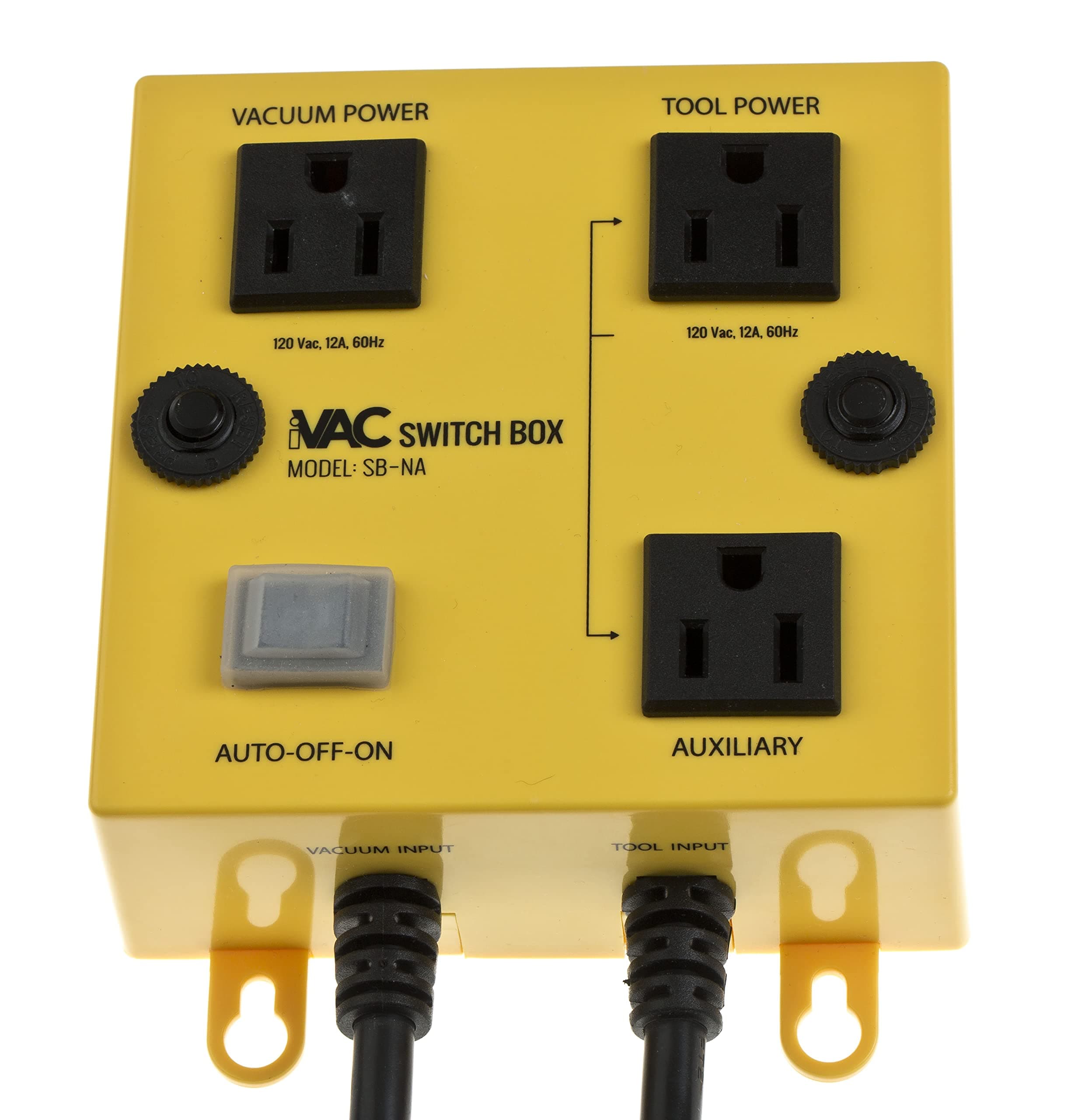 iVAC Automated Vacuum Switch - Push Button Actuator, Auto-Off-Auto Mode, Yellow