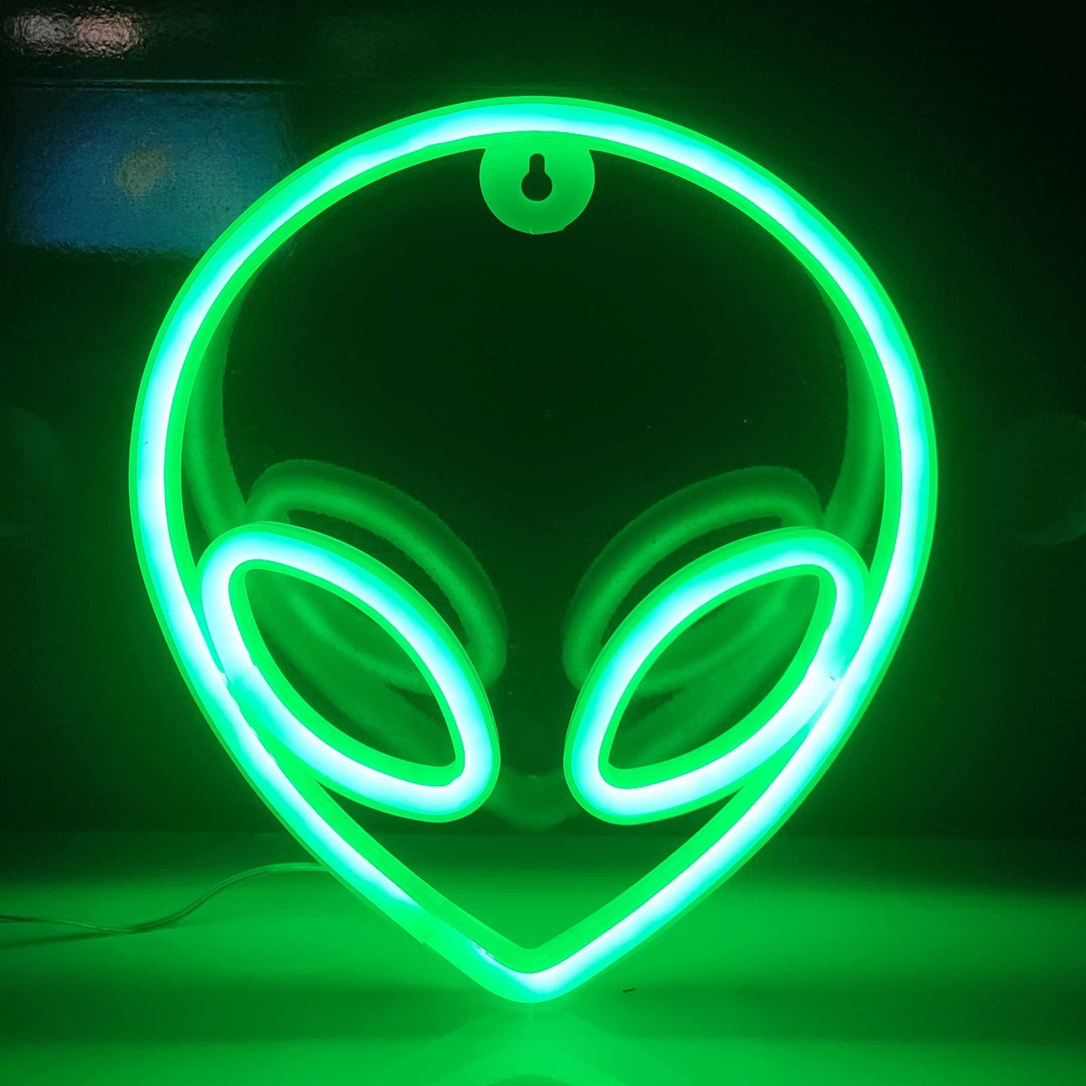 JYWJ Alien Neon Light,USB or 3-AA Battery Powered Neon Signs,LED Desktop Wall Decoration,Various Parties,Decoration Of Business Premises(Green)
