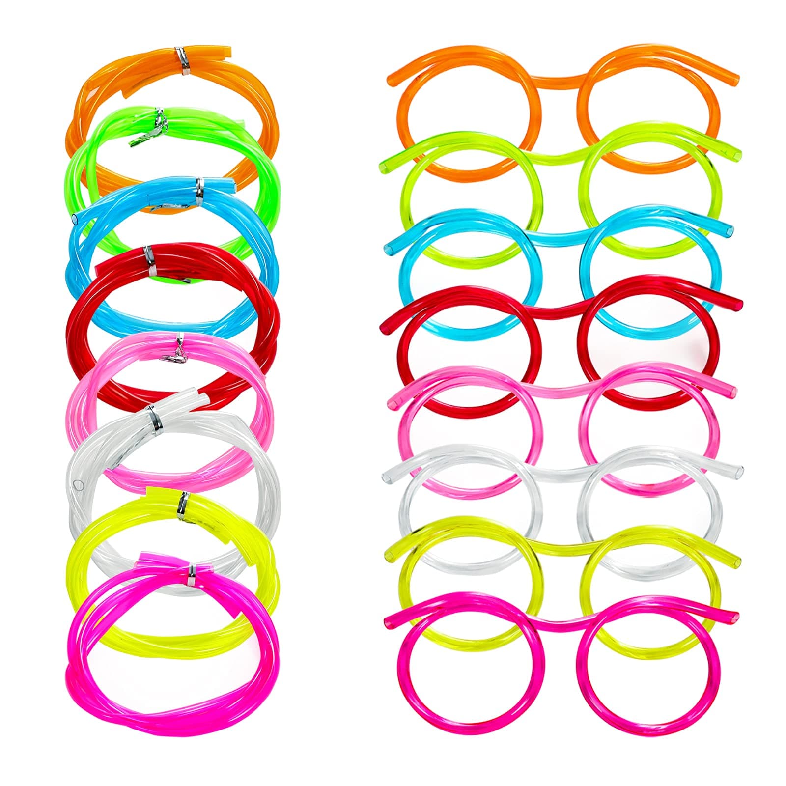 8 PCS Silly Straw Glasses,Reusable Novelty Crazy Loop Eye Straws For DIY Fun Activities, Family Parent-Child Gatherings, Children's Classroom Rewards.-8 Multi-Colors