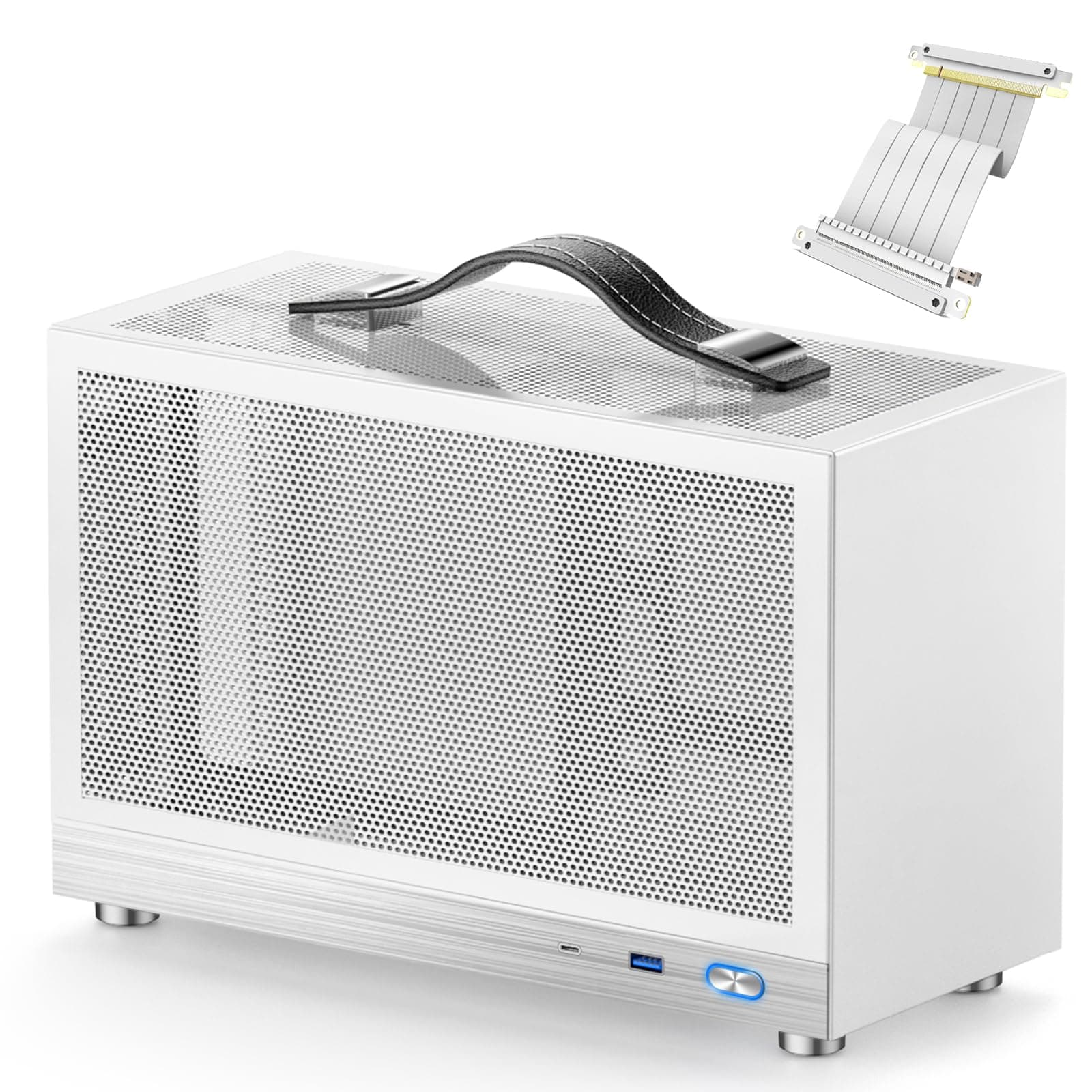 S300 - Mini-ITX PC Gaming Case - Front I/O USB 3.0 Type - C Port - SFX Power Supply 100-130mm -Cable Management System - luminum Mini-ITX Motherboard Small Portable PC Case (PCIe 3.0 16X Riser Cable)