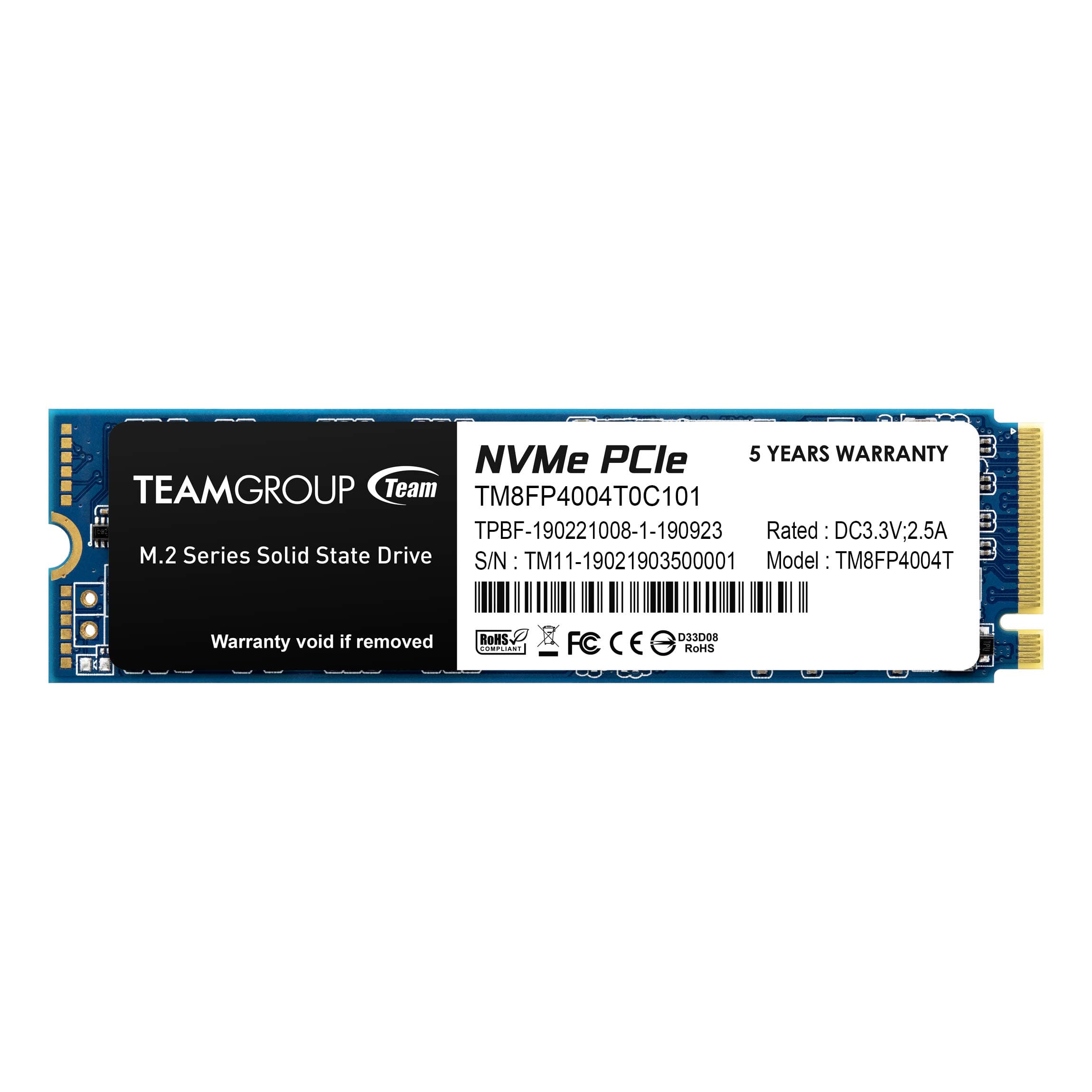 TEAMGROUP MP34 4TB with DRAM SLC Cache 3D NAND TLC NVMe 1.3 PCIe Gen3x4 M.2 2280 Internal SSD (Read/Write Speed up to 3,500/2,900 MB/s) Compatible with Laptop & PC Desktop TM8FP4004T0C101