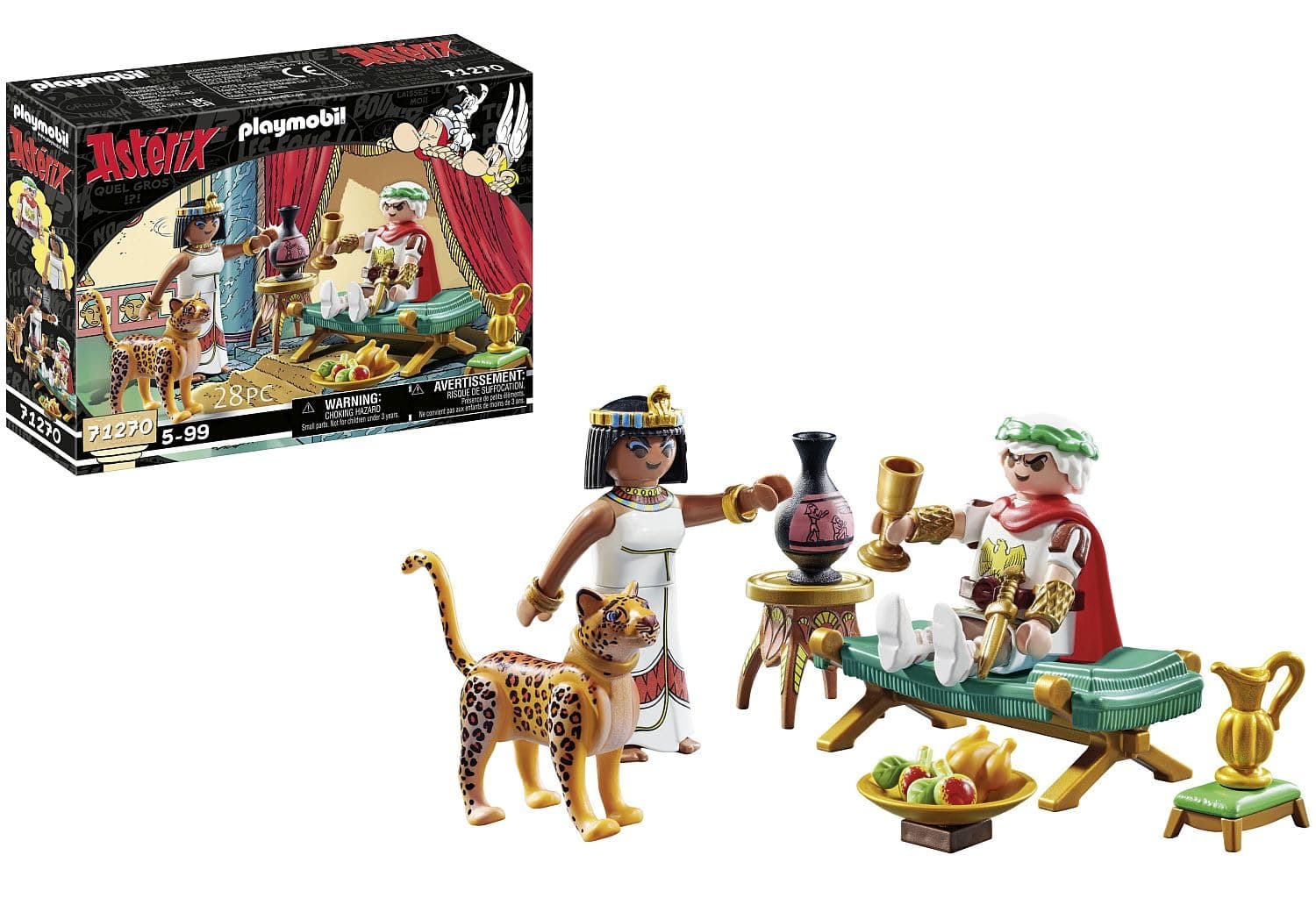71270 Asterix: Caesar and Cleopatra - with Two Characters, A Leopard, A Long Chair for The Queen and Accessories - The Adventures of Obelix - History & Imaginary - from 5 Years Old