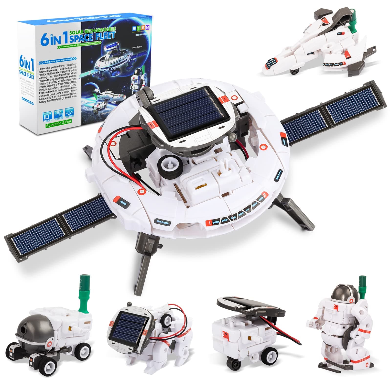 Hot Bee STEM Projects for Kids Ages 8-12, 6-in-1 Science Kits for Boys, Solar Robot Space Building Kit DIY Science Experiment Toys for Kids Boys Girls Age 9 10 11 12 13 14.