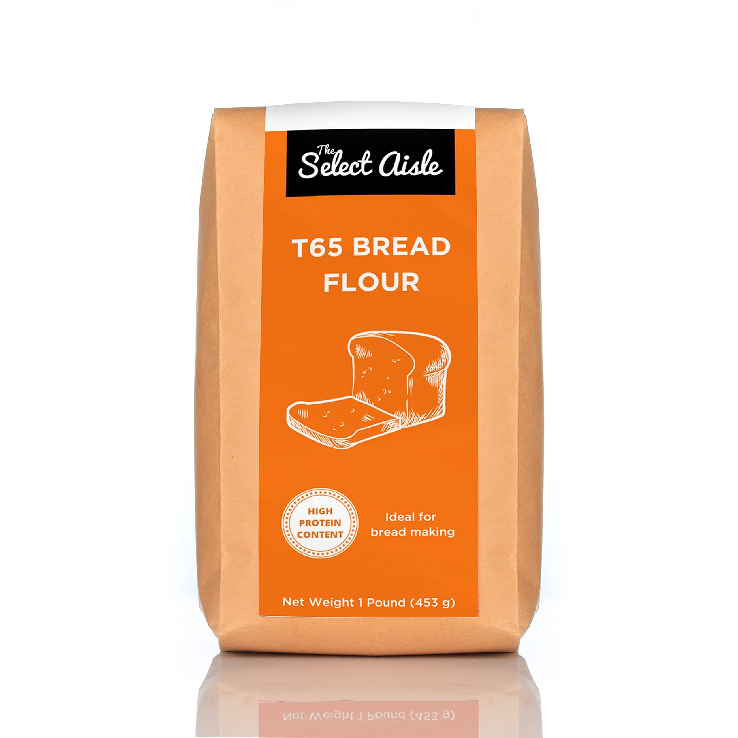 The Select Aisle Bread Flour - 1 pound (453g) [Speciality baking flour| Perfect for baking| Bread flour| T65 Flour| Strong bread flour| Dark bread flour| High protein flour| Baking ingredients ]