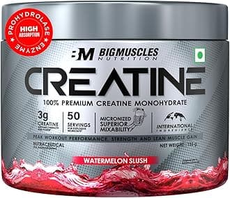 Bigmuscles Nutrition Creatine [150g, 50 Servings]|Watermelon Slush | Micronized Creatine Monohydrate To Support Lean Muscle Repair & Recovery|Increase Strength&Athletic Performance,Powder