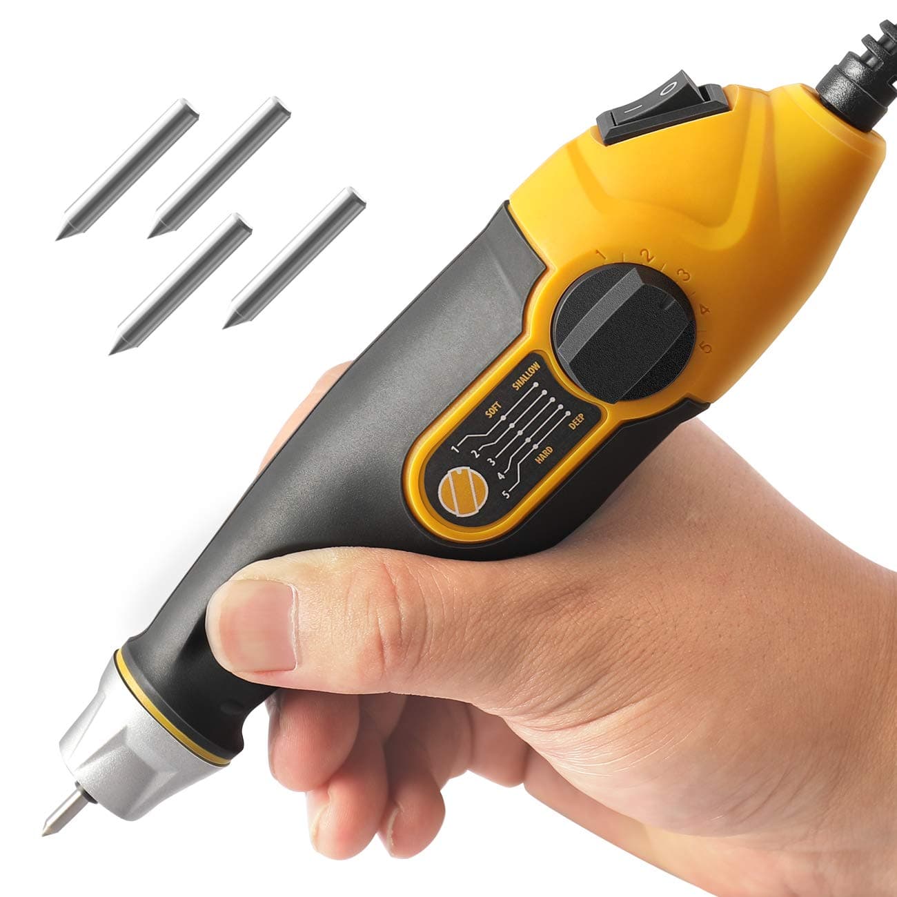 Engraver Pen with Letter/Number Stencil, 24W Handheld Etching Tool for Wood Metal Glass Engraving with 4 Replaceable Tungsten Carbide Steel Bits
