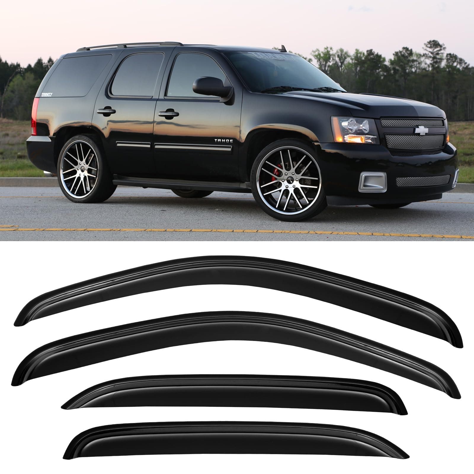 Window Rain Guards Vent Visors Shades for 2007 2008 2009 2010 2011 2012 2013 2014 Chevy Tahoe/GMC Yukon, Window Wind Deflectors Shield for 07-14 Tahoe/Yukon