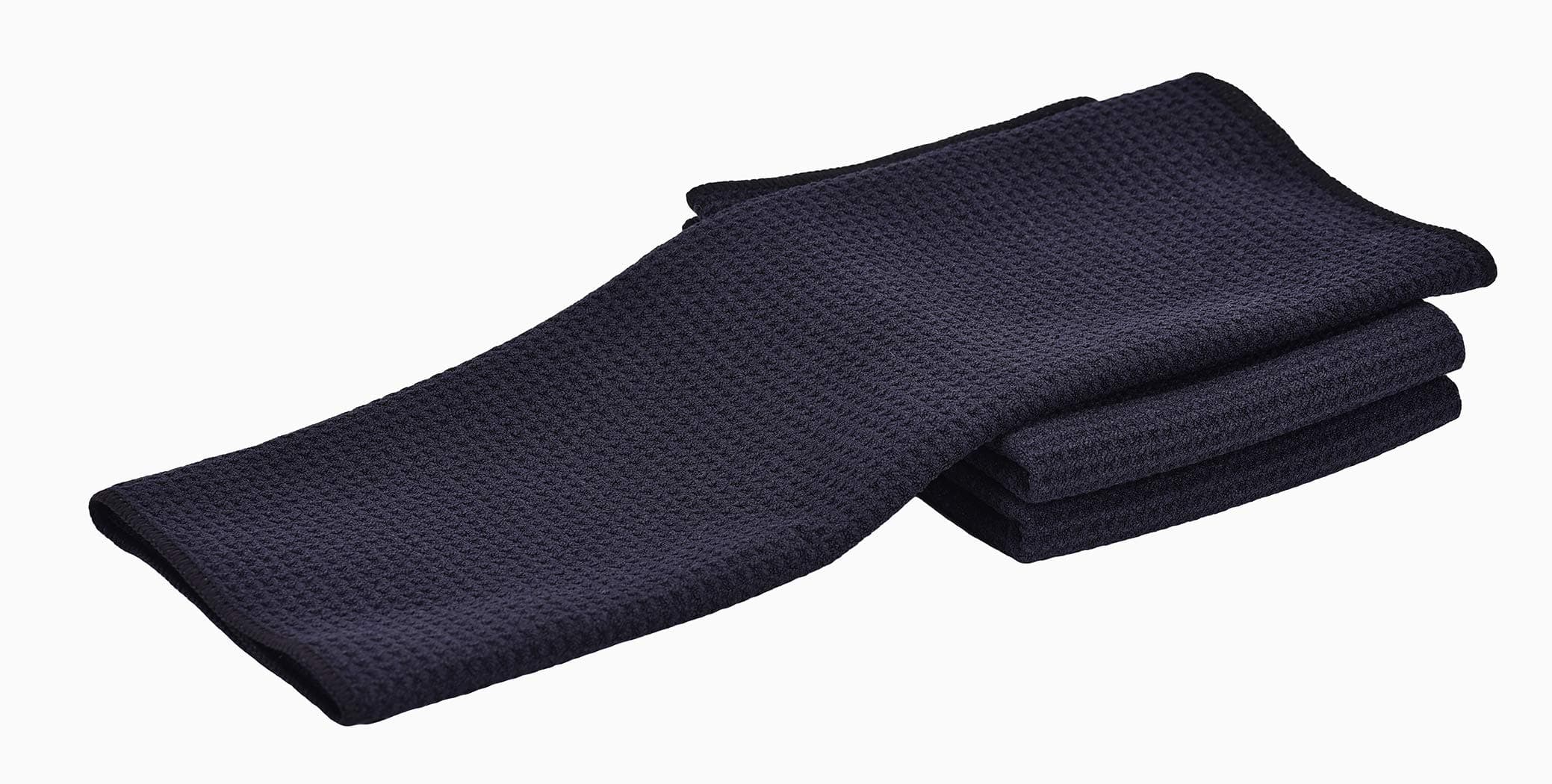 Microfiber Kitchen Towel, Super Absorbent Fast Drying Waffle Weave Dishcloths, Dish Drying Towels, Set of 3 Cleaning Cloths Hand Towels (Black, 16"x24")