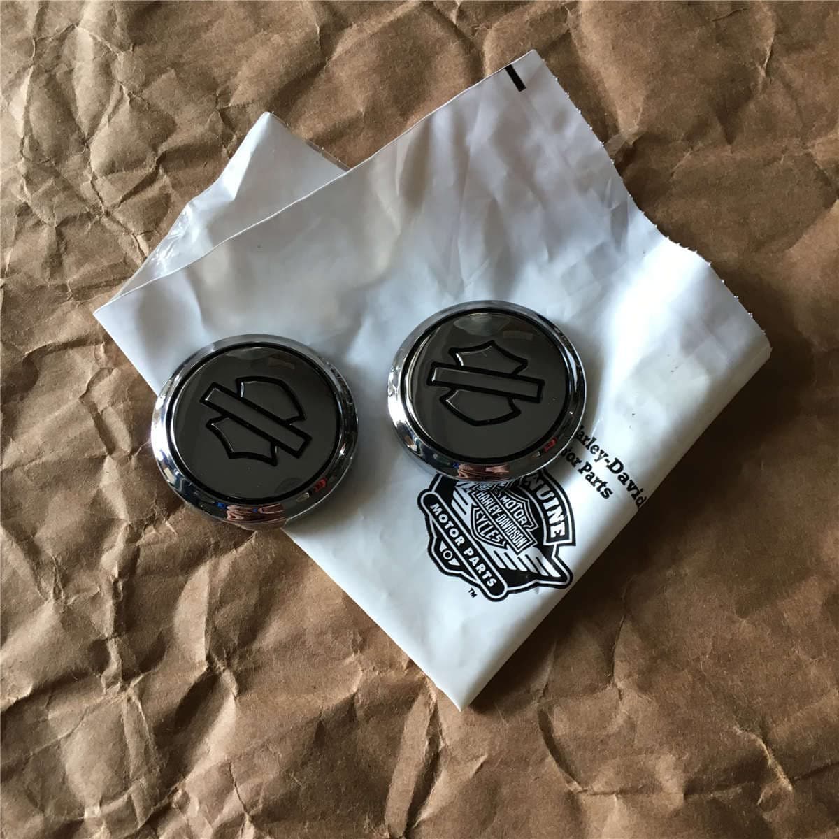 2 Pcs Fender Decals Emblems Logos Medallion Compatible for Harley Davidson Bar Shield 1 inch Chrome Metal