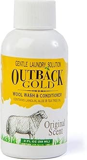 Outback Gold Wool Wash, 2 oz, Original Scent, Natural Plant Based Liquid Laundry Detergent, Perfect for Wool, Cashmere, Silk, Sheepskin, Baby Items, Mild, Neutral pH, Made in USA
