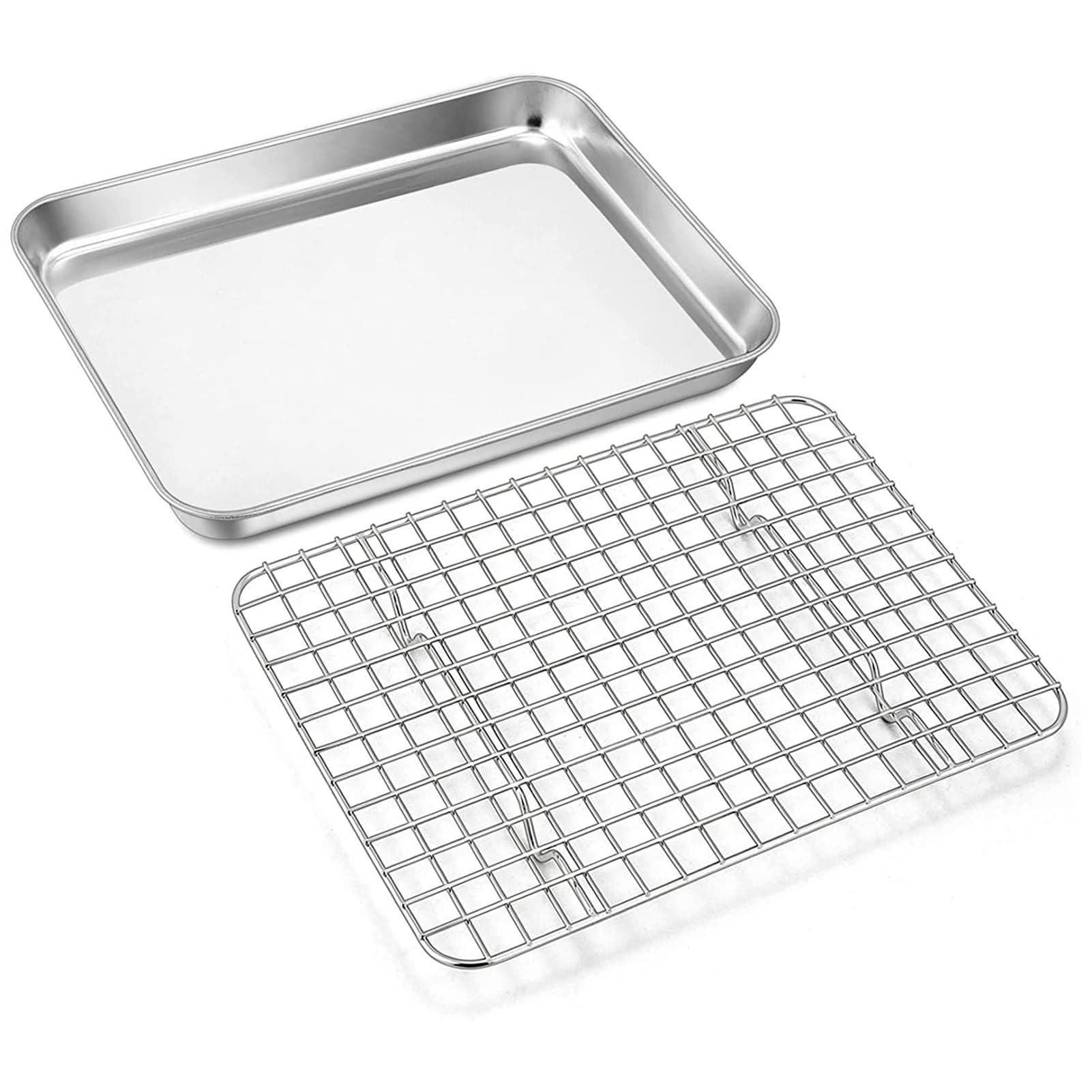 VAODOBaking Sheet with Rack Set, Stainless Steel Baking Pan Grid Cooling Rack, 40.5 * 30.5 * 2.5cm, Oven & Dishwasher Safe