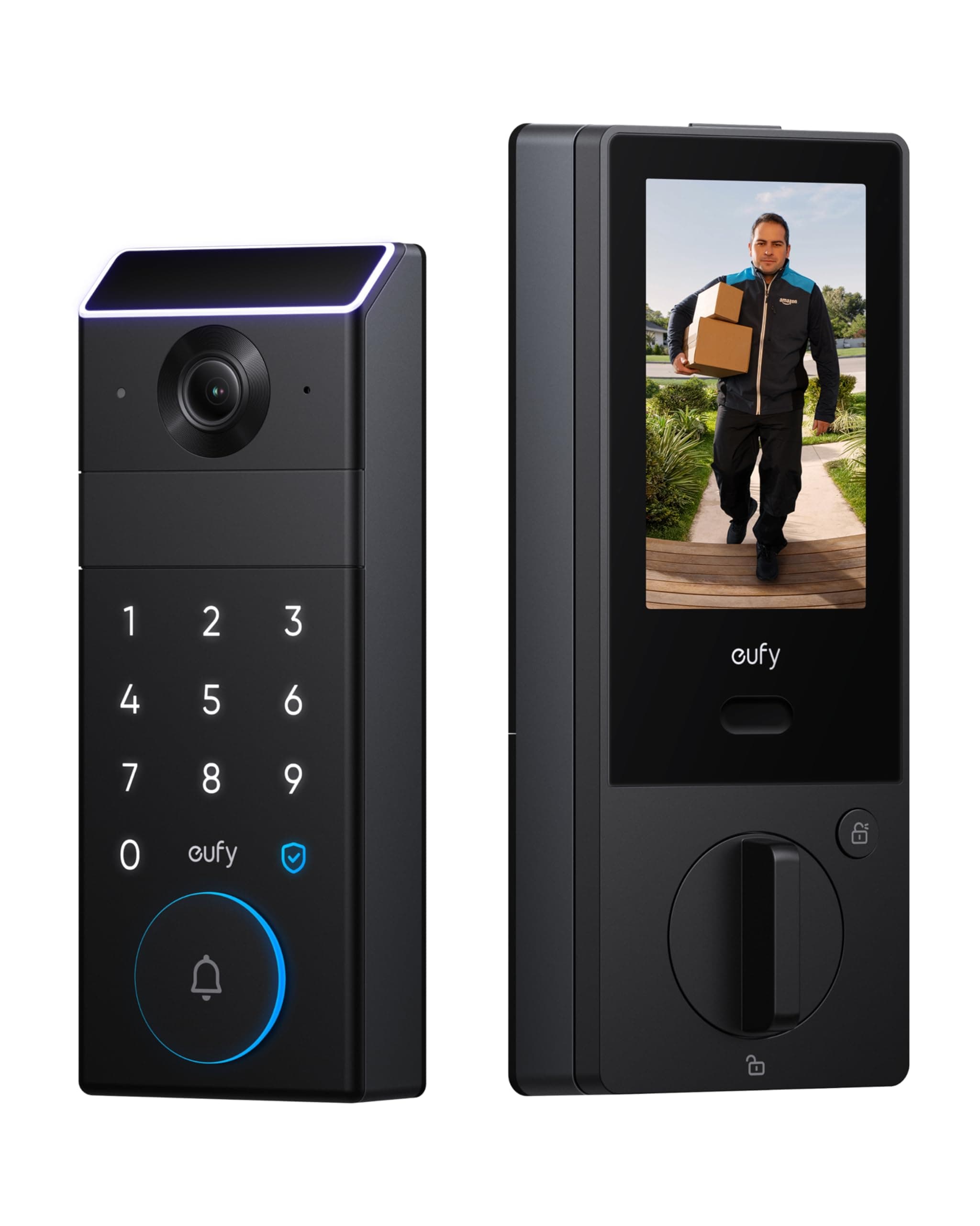 eufy FamiLock S3 Max Smart Lock with Palm Vein Recognition - Keyless Entry Door Lock for Front Door, 3-in-1 Wi-Fi Keypad Deadbolt+ 2K HDR Camera+ Doorbell, ANSI/BHMA Grade 1, Rear Lock Video Screen