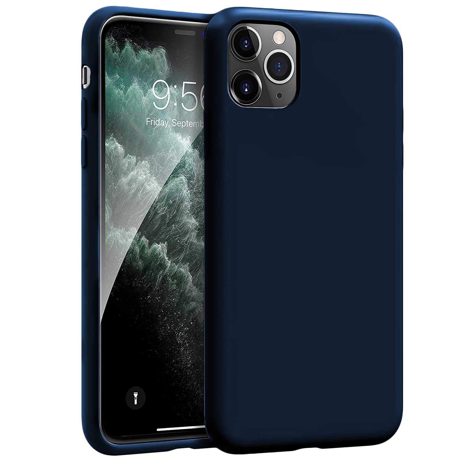 Compatible with iPhone 11 PRO 5.8inch(2019) Case Silicone Gel Rubber Shockproof Slim Shell with Soft Microfiber Cloth Lining Cushion Cover for iPhone 11 PRO 5.8inch(2019)-Dark Blue