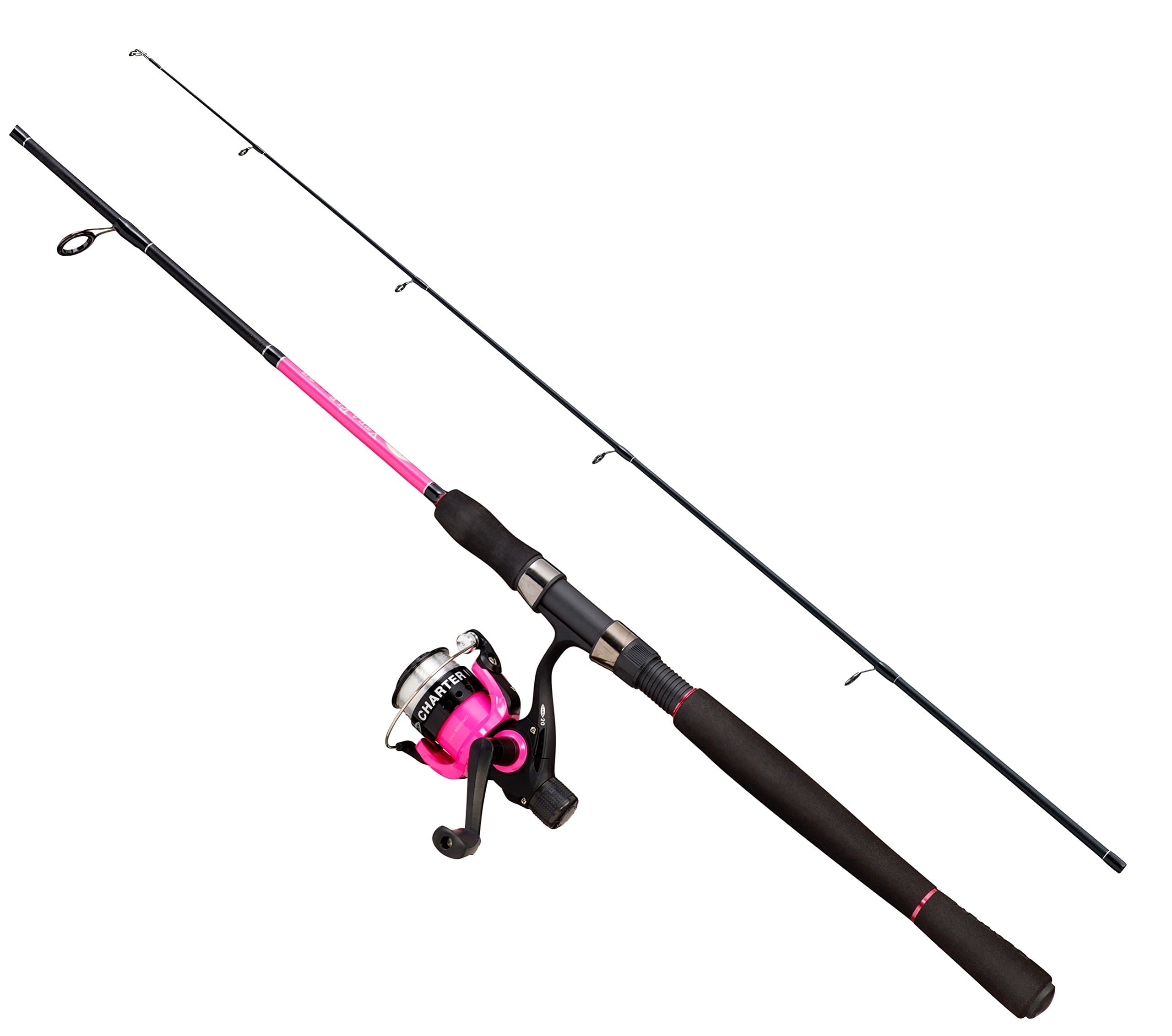 FladenXTRA FLEXX - (2.4m/8ft) 2 Piece Basalt Extra Heavy Lift - Spinning Rod (cw 10-40g) - Paired with Pink or Green CHARTER II 20 Pre-Spooled Spinning Reel For Fresh or Sea Use (Pink) [12K-48240]