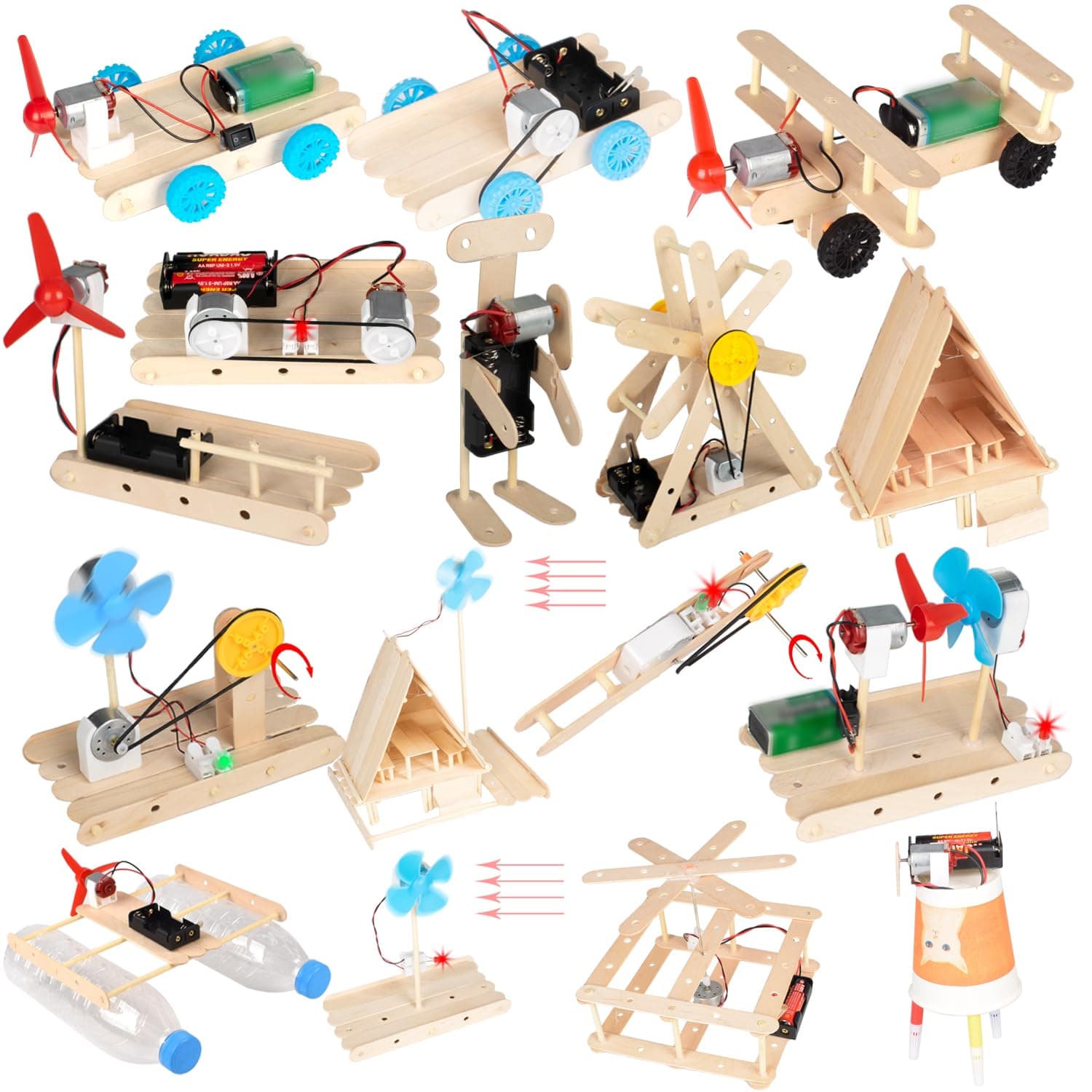 - EUDAX 465PCS DC Motor Kit STEM Mini Electric Motor Kit for DIY Science Projects, LED Light Vanes Propeller, AA Battery Holder, Plastic Gears, Electrical Engineering Kit for Education Projects