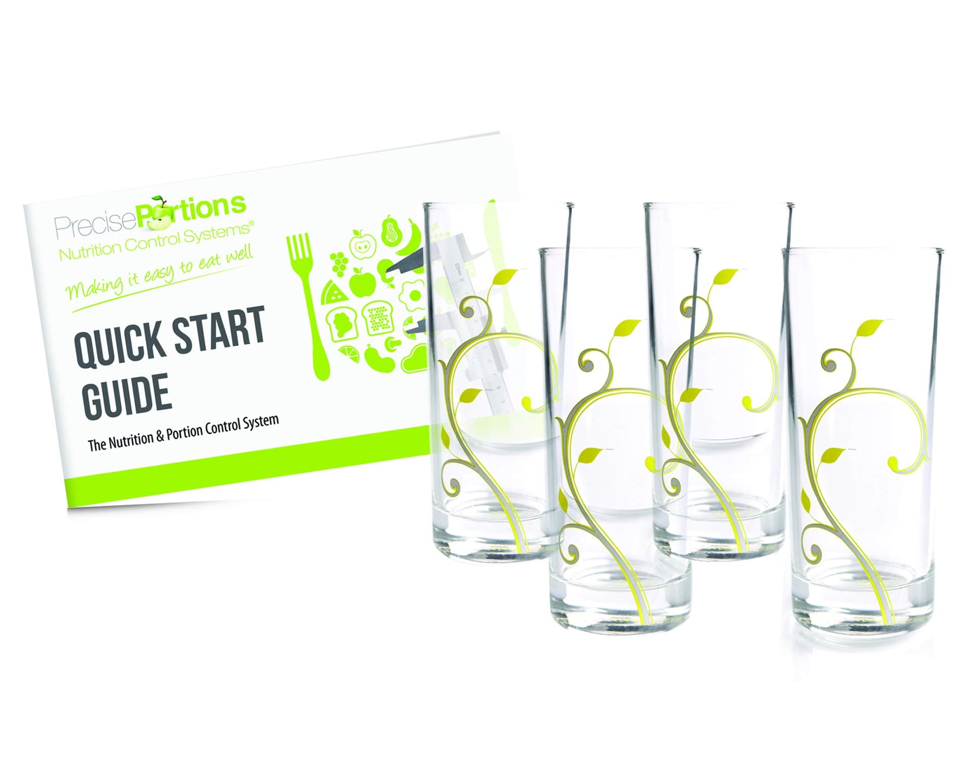 PPG-4 Stylish Portion Control Beverage Glasses with Discrete Markings of 4 oz. Guiding Lines, 10 oz. (Set Includes 4 Glasses)