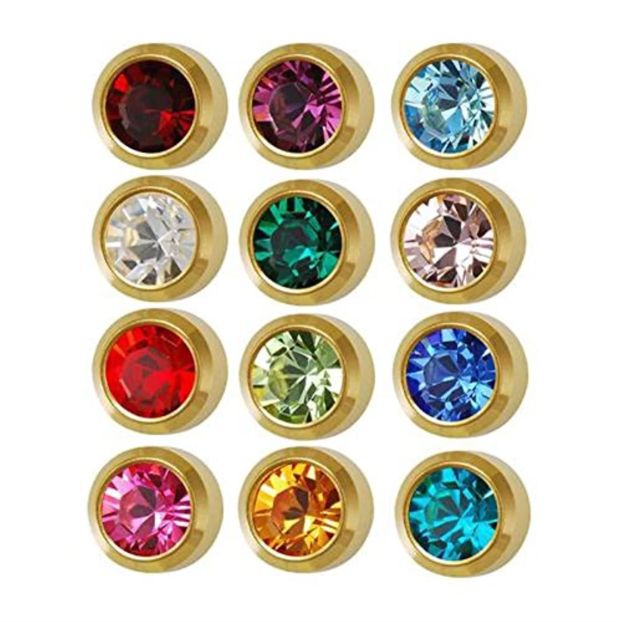 Caflon Surgical Steel 4mm Ear Piercing Studs, 12 Pair Mixed Colors