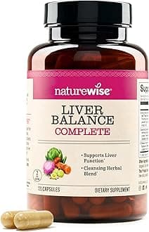 NatureWise Liver Balance Detox Supplement - Triple Repair Formula with Milk Thistle, Dandelion, Turmeric, Artichoke, Reishi Mushroom & Kudzu, - Vegan - 120 Capsules[60-Day Supply]