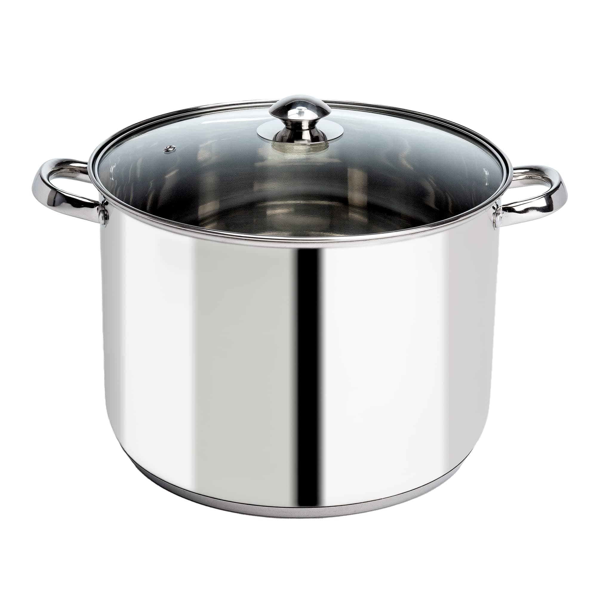 Ecolution Pure Intentions Stock Pot - Features Tempered Glass Lid, Keep Cool Handle, and Encapsulated Bottom - Oven Safe - Curbside Recyclable Stainless Steel - 16 Quarts