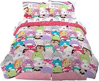 Squishmallows Bedding Super Soft Comforter and Sheet Set with Sham, 7 Piece Full Size