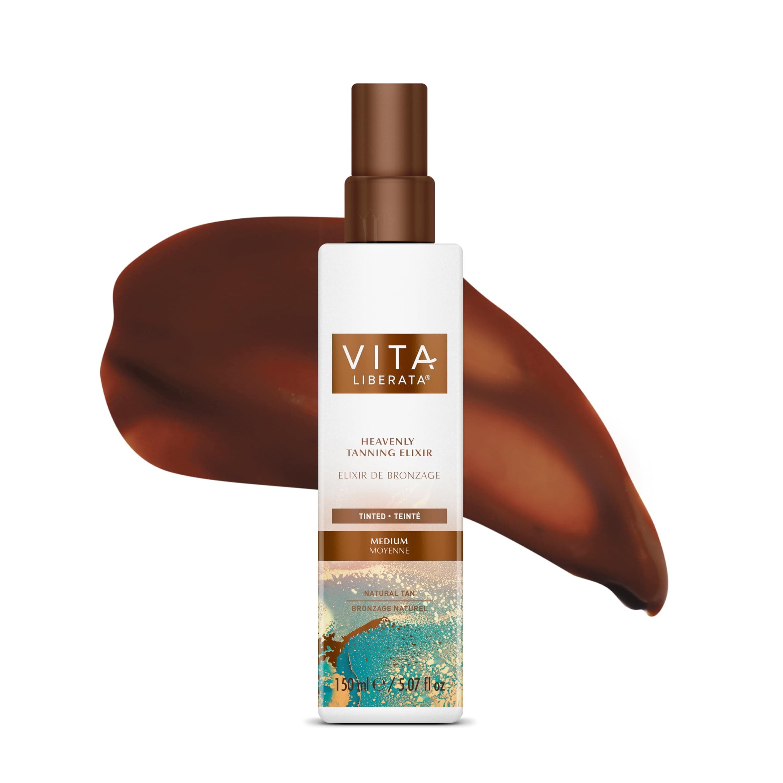Heavenly Self Tanning Elixir - Medium - Tinted, Hydrating Self Tan, For Beautifully Bronzed Skin, Formulated with Organic Aloe Vera & Ginkgo Biloba Extract, 150ml