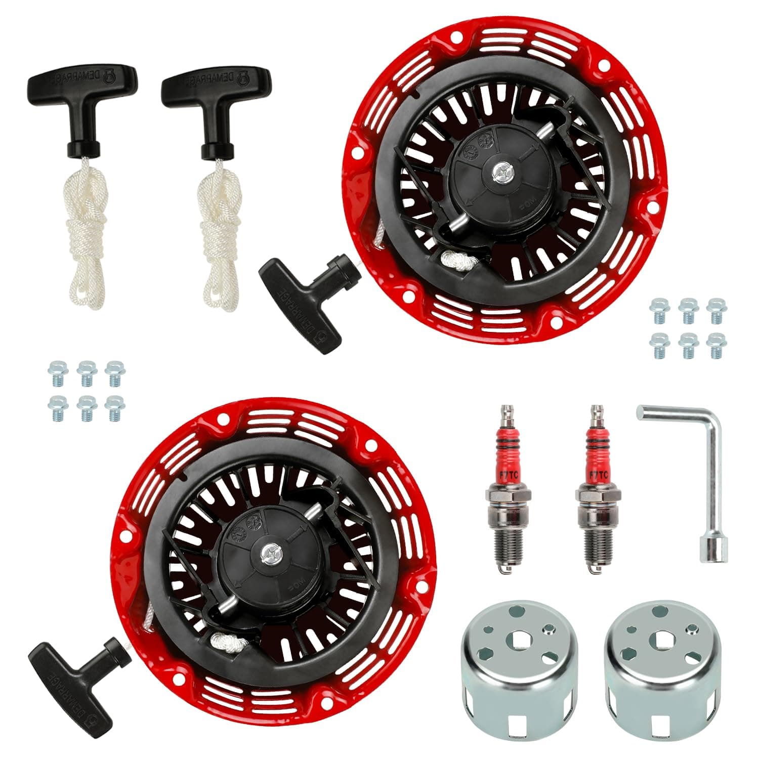 HIAORS Pull Start Assembly Recoil Starter Cup Compatible with GX200 GX160 GX120 6.5HP 5.5HP 28400-ZH8-013YA 28400-Z4M-305ZB 28400-Z0T-003ZB Engine Replacement Parts with Pull Cord Rope (2 Pack)