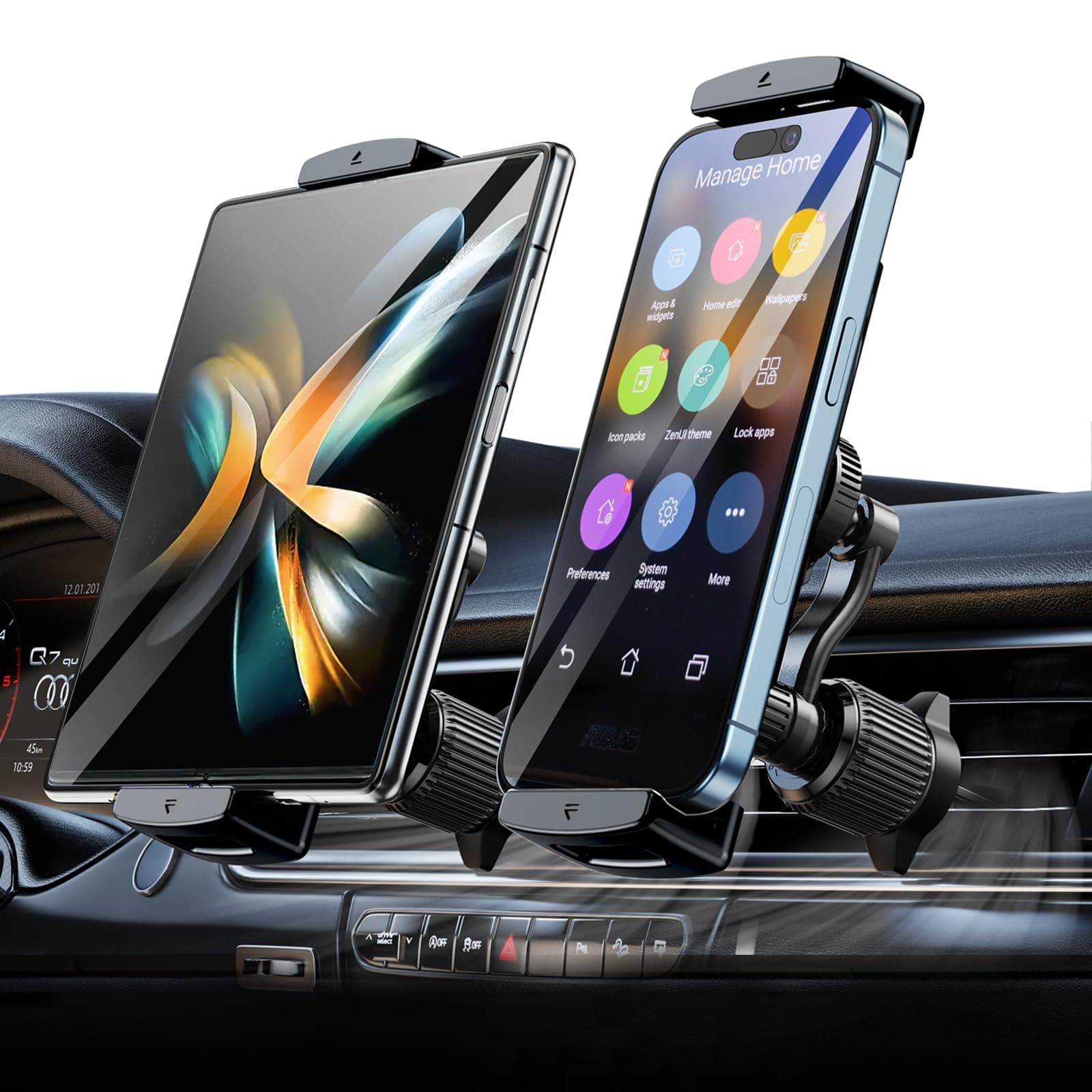 iPad Mini Car Mount, [No Block Vent & Never Fall Off] Air Vent Tablet Mount for Car, Z Fold Car Mount for iPad Pro Air Mini Z Fold 5 4 3 iPhone 15 14 Pro Max Samsung and More 4.7-12.9" Device