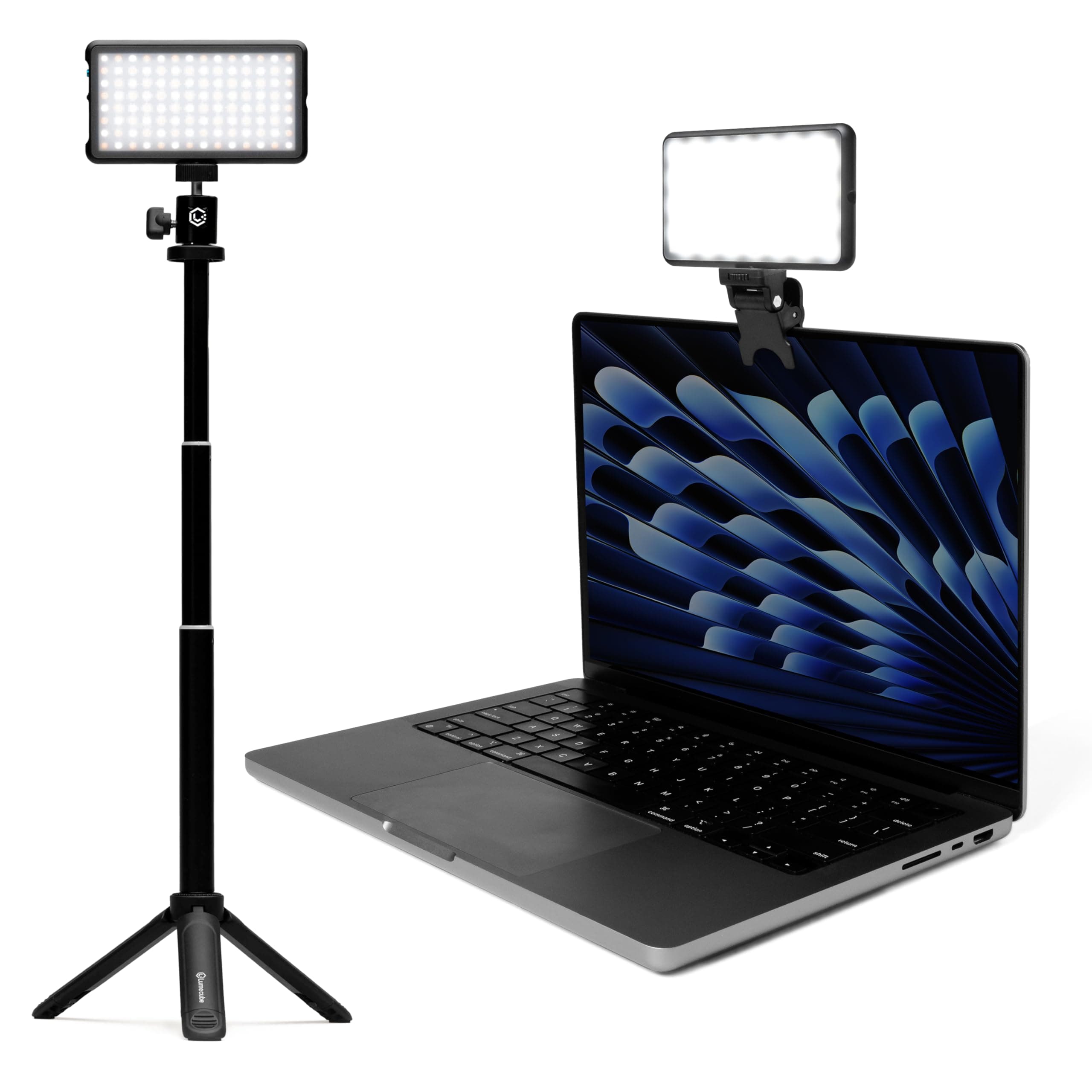 Lume Cube Broadcast Lighting Kit Live Stream Webcam Light for Computer & Laptop Enhance Video Calls Streaming & Vlogging Include Adjustable Tripod & Clip Mount Adjust Brightness & Color Temperature
