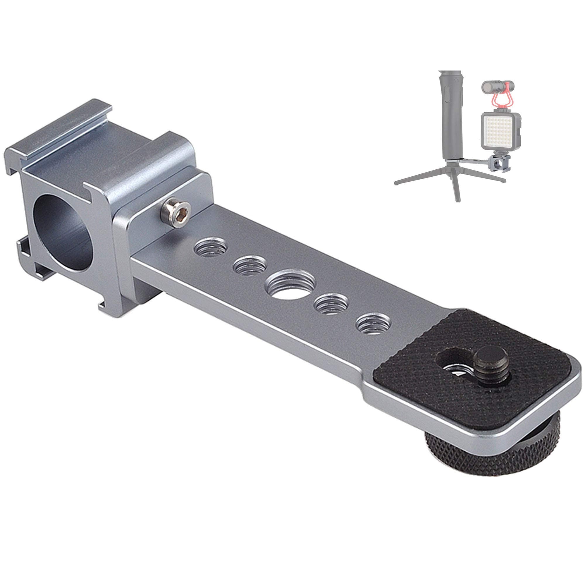 Triple Cold Shoe Gimbal Microphone Mount, Mic Led Light Extension Bar Stand Adapter for DJI OM4 OSMO Mobile 3, Smooth 4, Hohem iSteady Mobile+, Feiyu, MOZA, DSLR, Gimbal Stabilizer