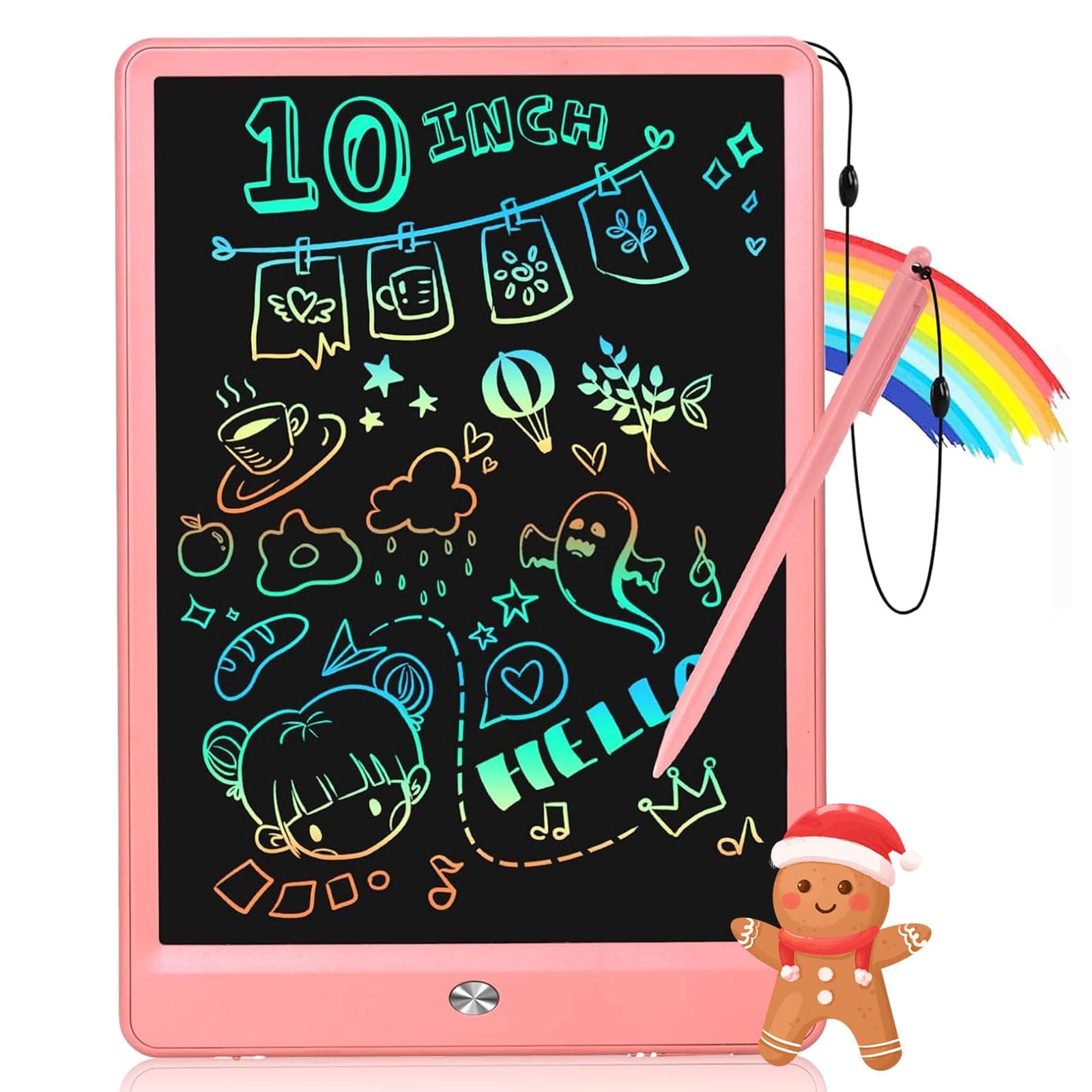 EooCoo 10 Inch Drawing Board Reusable Electronic Memo LCD Writing Tablet, Colorful Doodle Drawing Pad Gameplay Board Toy Gift for 1st 2 3 Years 4-8 Years Educational Kids Toys Girls Boys Birthday Gift
