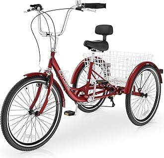 Adult Tricycle 7 Speed, 20/24/26 Inch Step-Through 3 Wheel Bike for Adults with Large Shopping Basket, 350 lb Capacity Adult Trike for Seniors, Women and Men