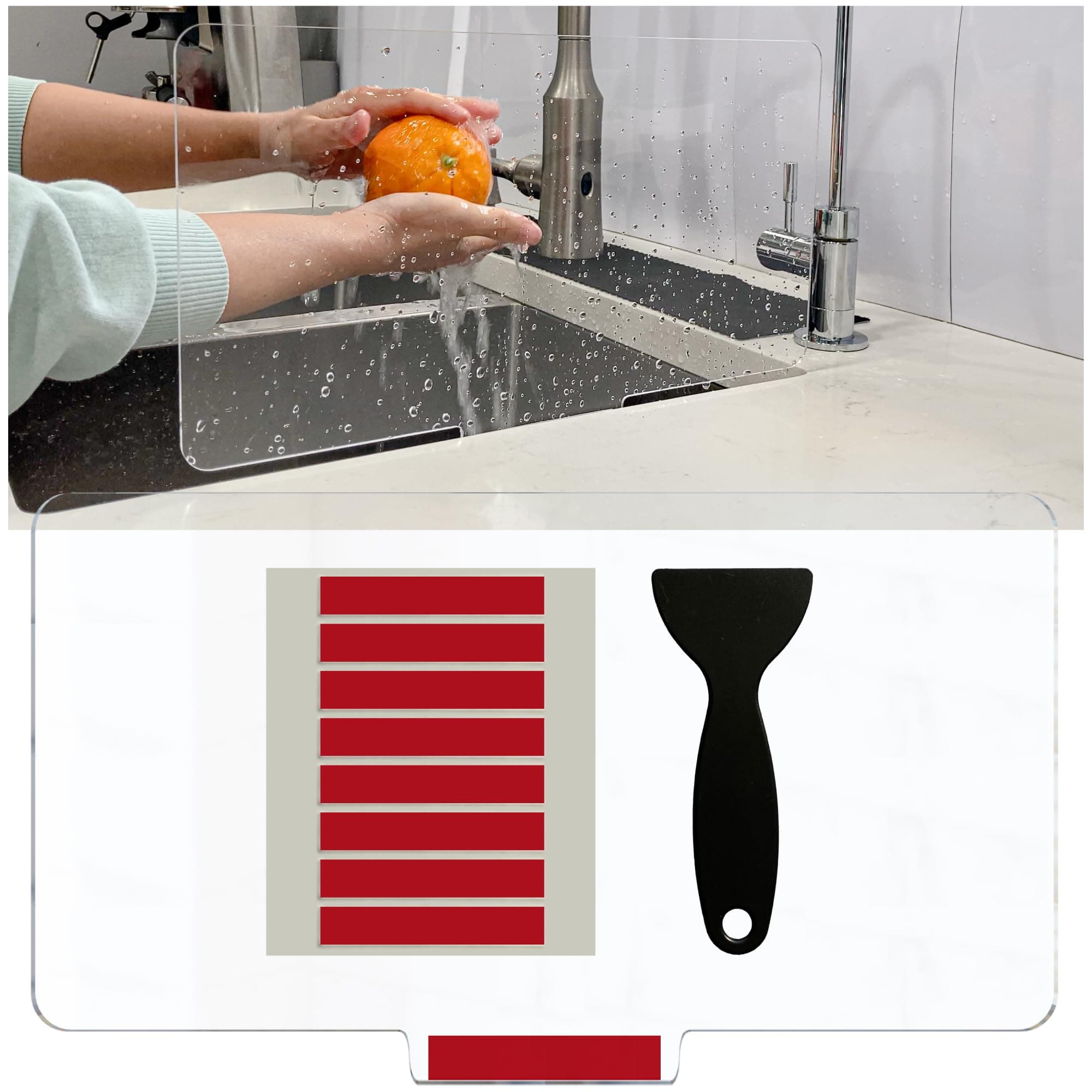 AHA HOMEWARE Kitchen Sink Splash Guard Clear - Keeps Side of Sink Dry & Clean - Water Splash Guard With Suction Cup
