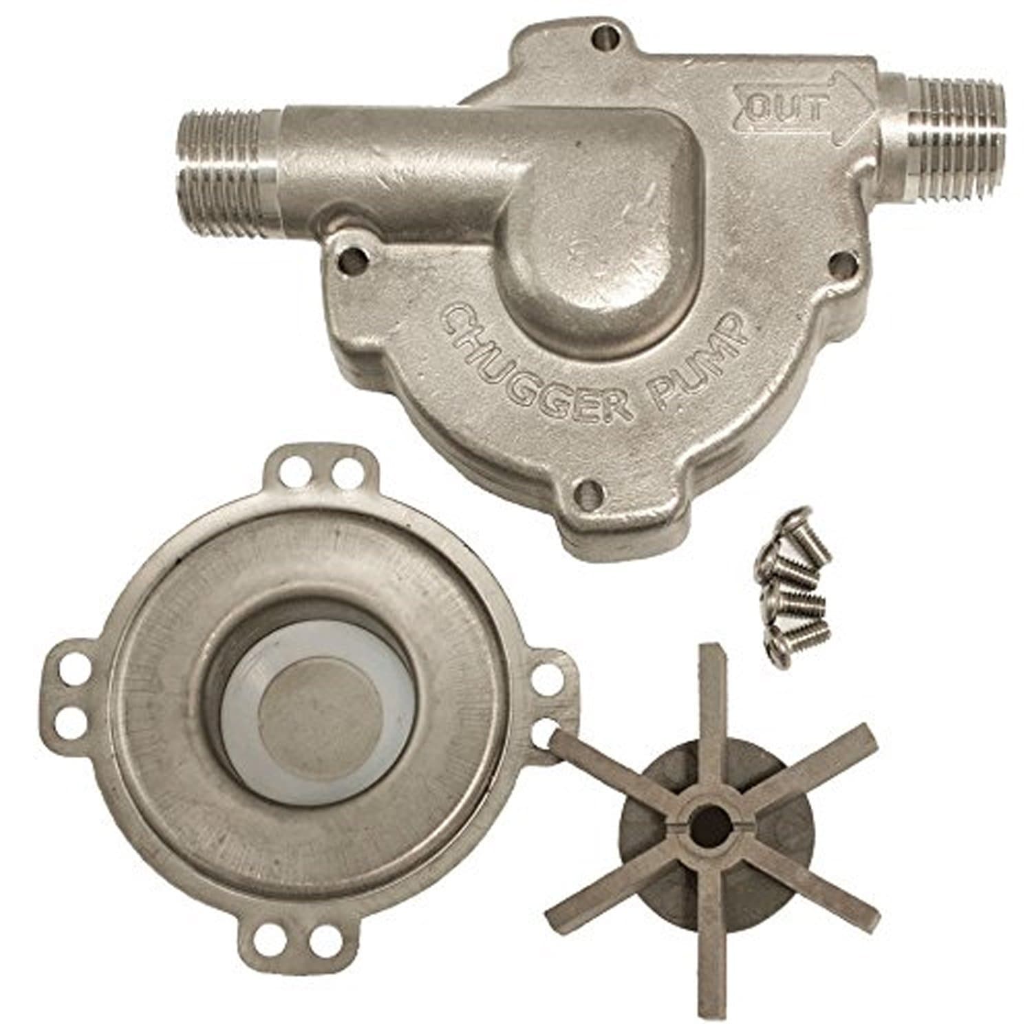 Chugger Stainless Steel Brewing Pump Inline Head (Comparable to March 809-PL-HS)