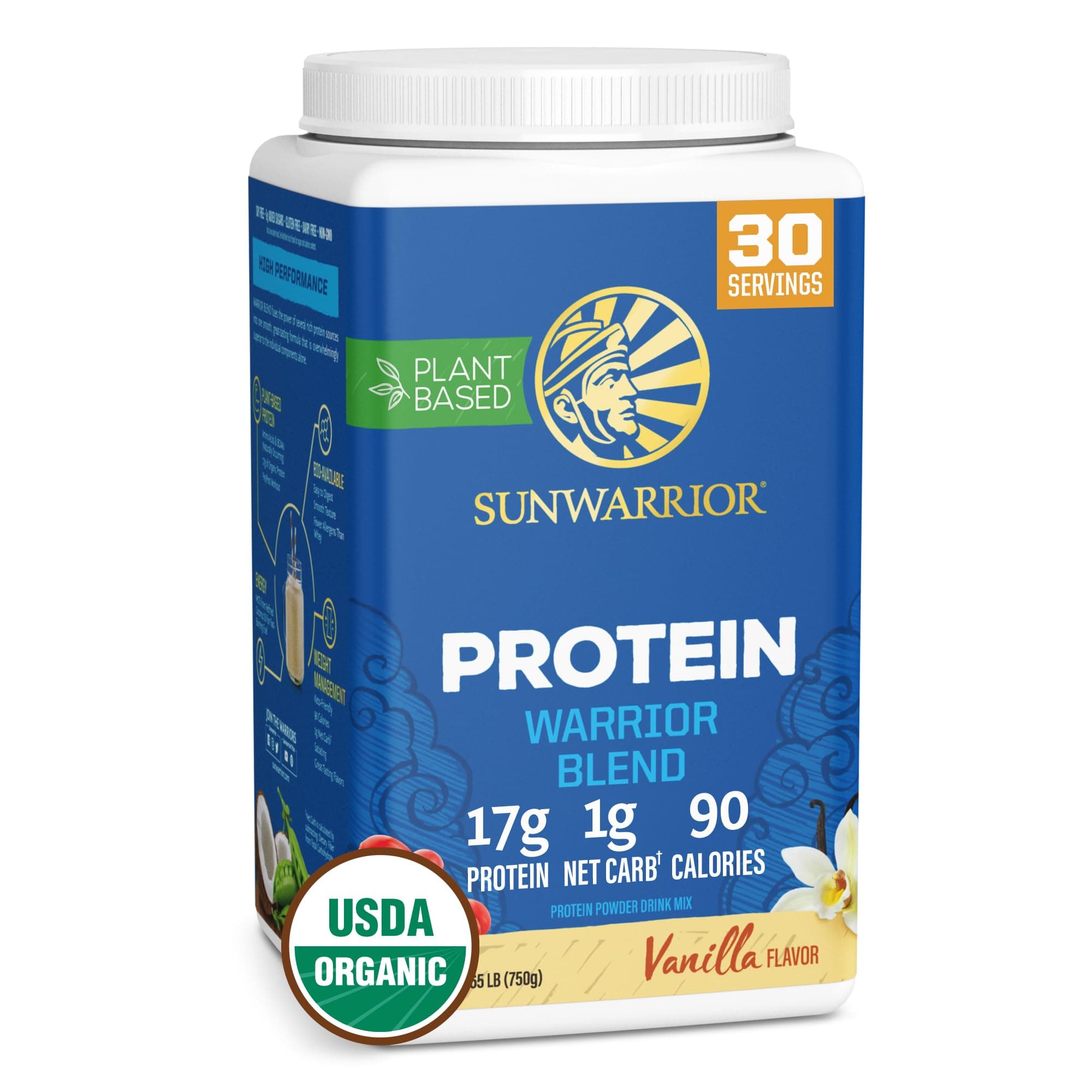 - Vegan Protein Powder Organic Plant-Based Protein | BCAA Amino Acids Hemp Seed Plant Protein | Soy Free Dairy Free Gluten Free Synthetic Free Non-GMO | Vanilla 30 Servings | Warrior Blend