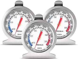 PECULA Oven Thermometer 3 Pack 50-300°C/100-600°F, Oven Grill Fry Chef Smoker Thermometer Instant Read Stainless Steel Thermometer Kitchen Cooking Thermometer