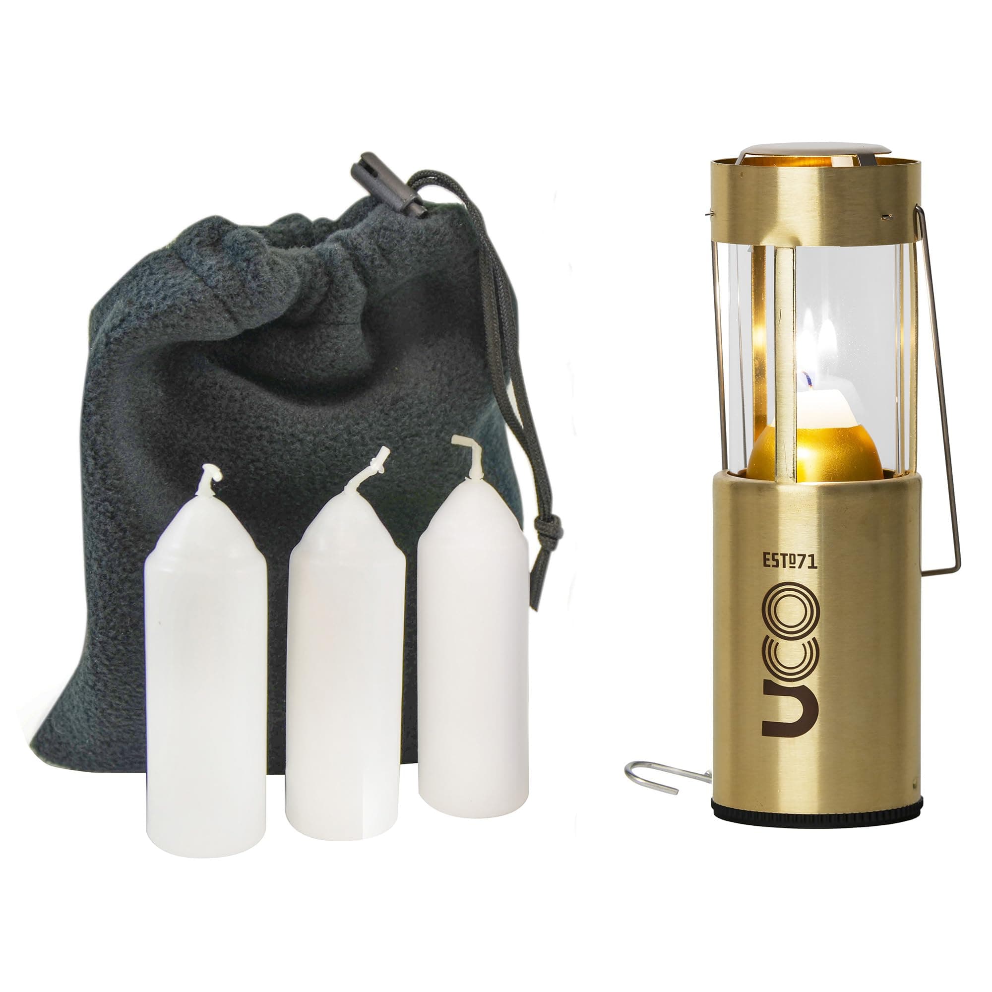 Original Brass Candle Lantern Value Pack with 3 Candles and Storage Bag