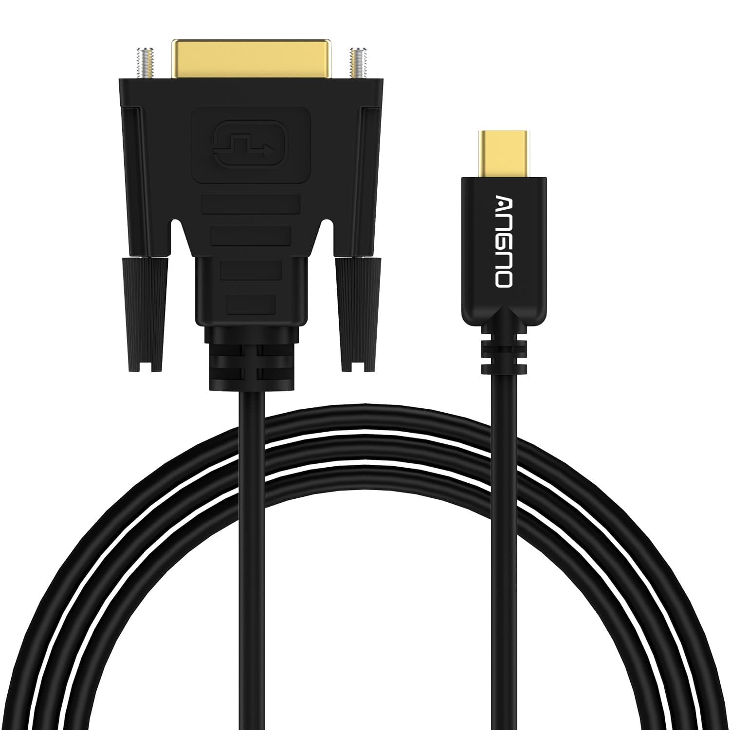 USB C To DVI (24+1) Cable,angmno UCTD020 USB3.1 TYPE-C/Thunderbolt 3 to DVI 6FT black Cable,support DVI 4kx2k@30HZ for 2017/2016MacBook Pro, Macbook,Chromebook Pixel and More, Compatible
