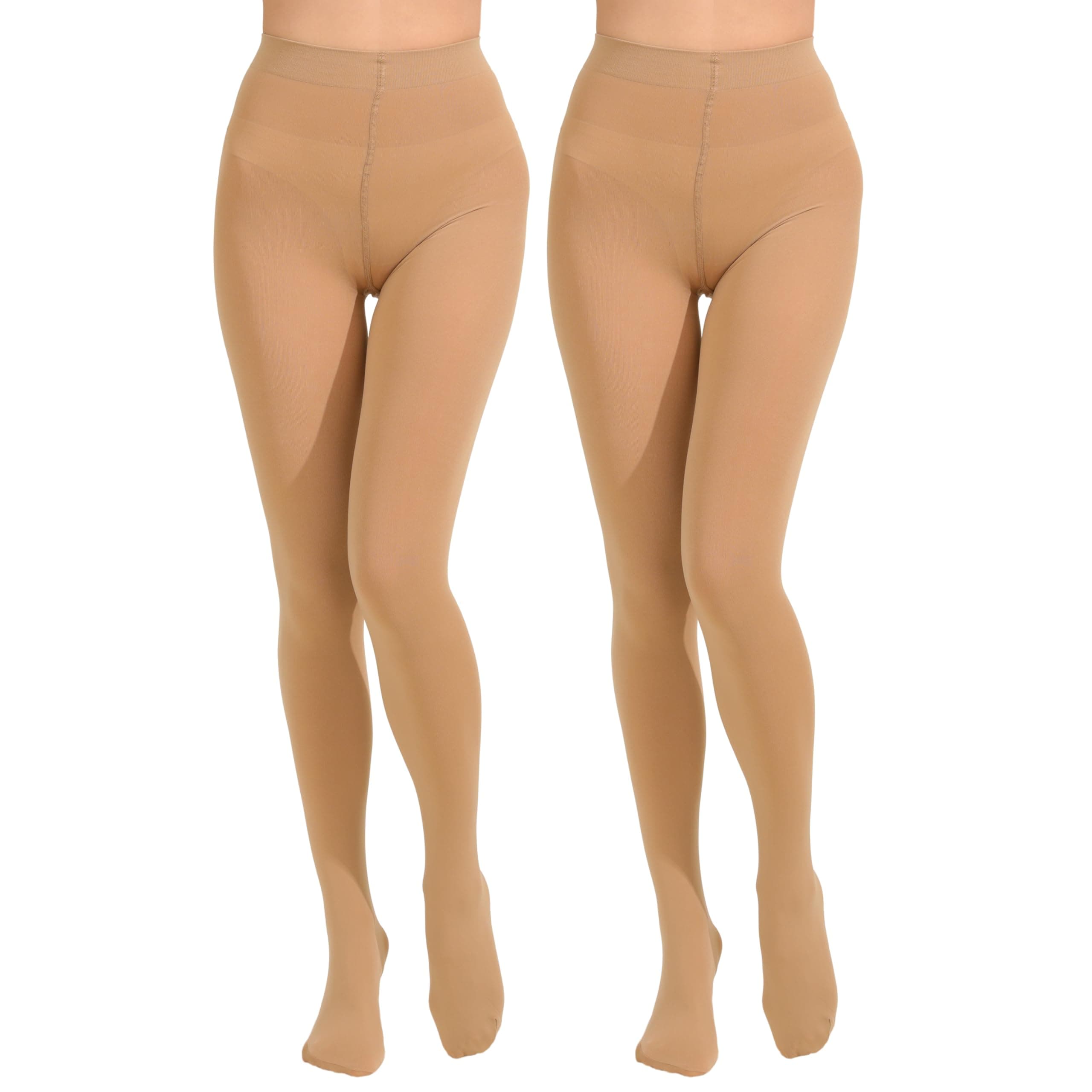 2 Pairs Women's Solid Color Tights 80D, Soft Opaque Microfiber Tights