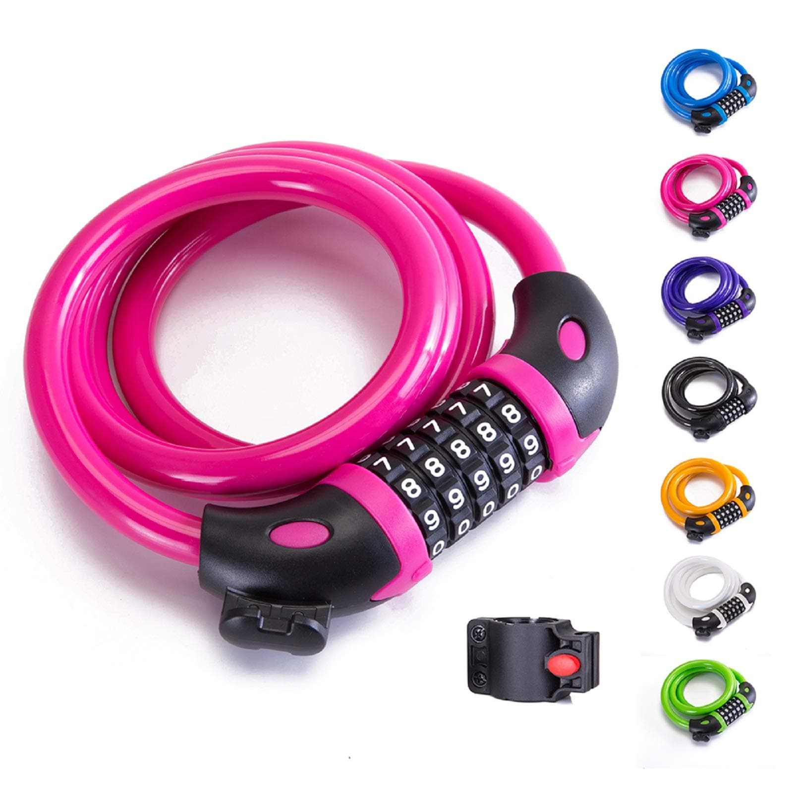 Bike Lock Bicycle Lock Chain ,5-Digit Combination Lock Core Steel Wire Bike Lock Security&Portable Bicycle Locks,1.1m x 1/2 inch (Pink)