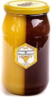 Natural Food Raw Honey - Natural, with no Additives – Unfiltered, not Spun or Heated – Pure, Unprocessed Honey – Authentic Taste – Buckwheat & Dandelion Honey – 1,1kg