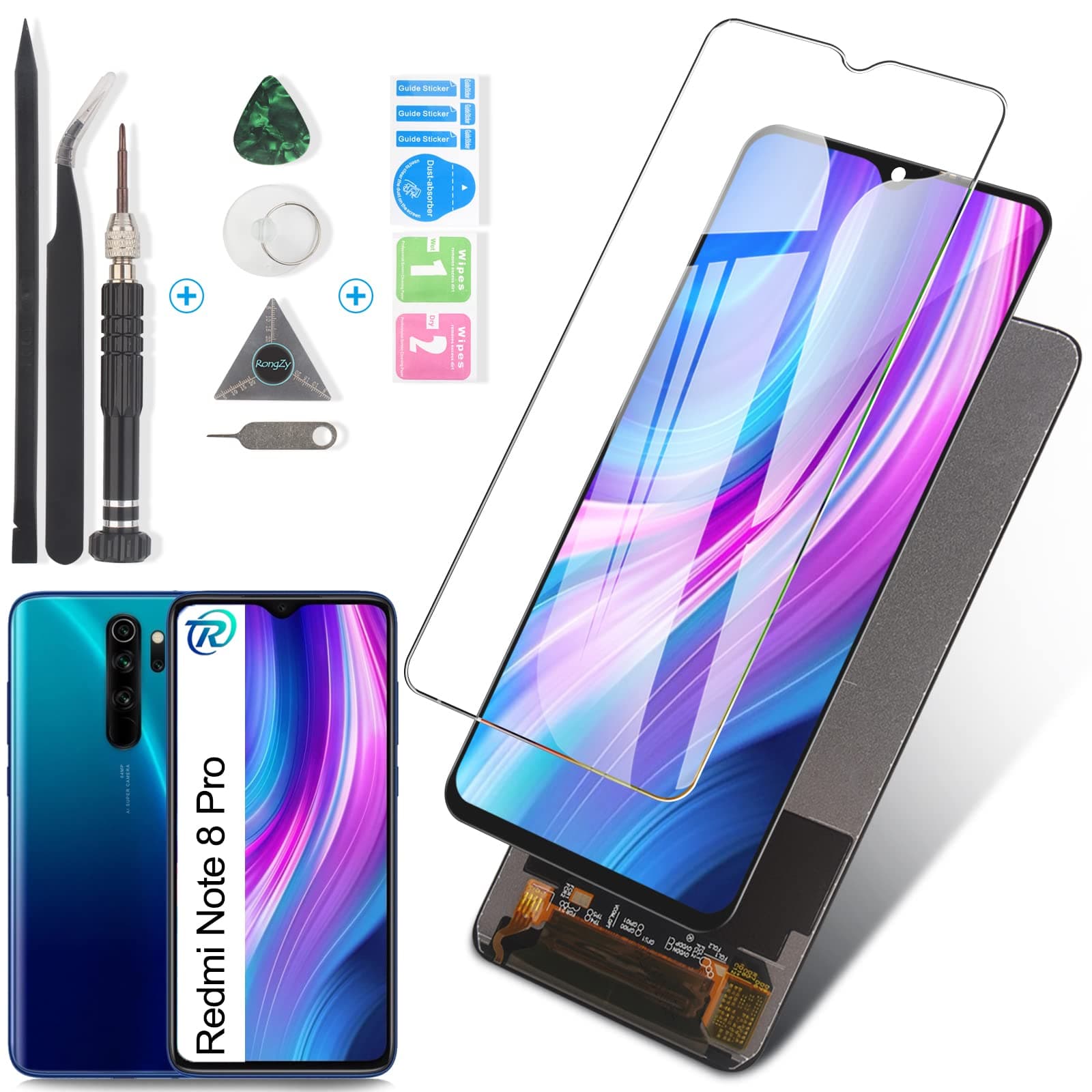 YWLRONG LCD for Xiaomi Redmi Note 8 Pro Screen Replacement Touch Screen Digitizer Assembly Screen Replacement with Tools(Black)