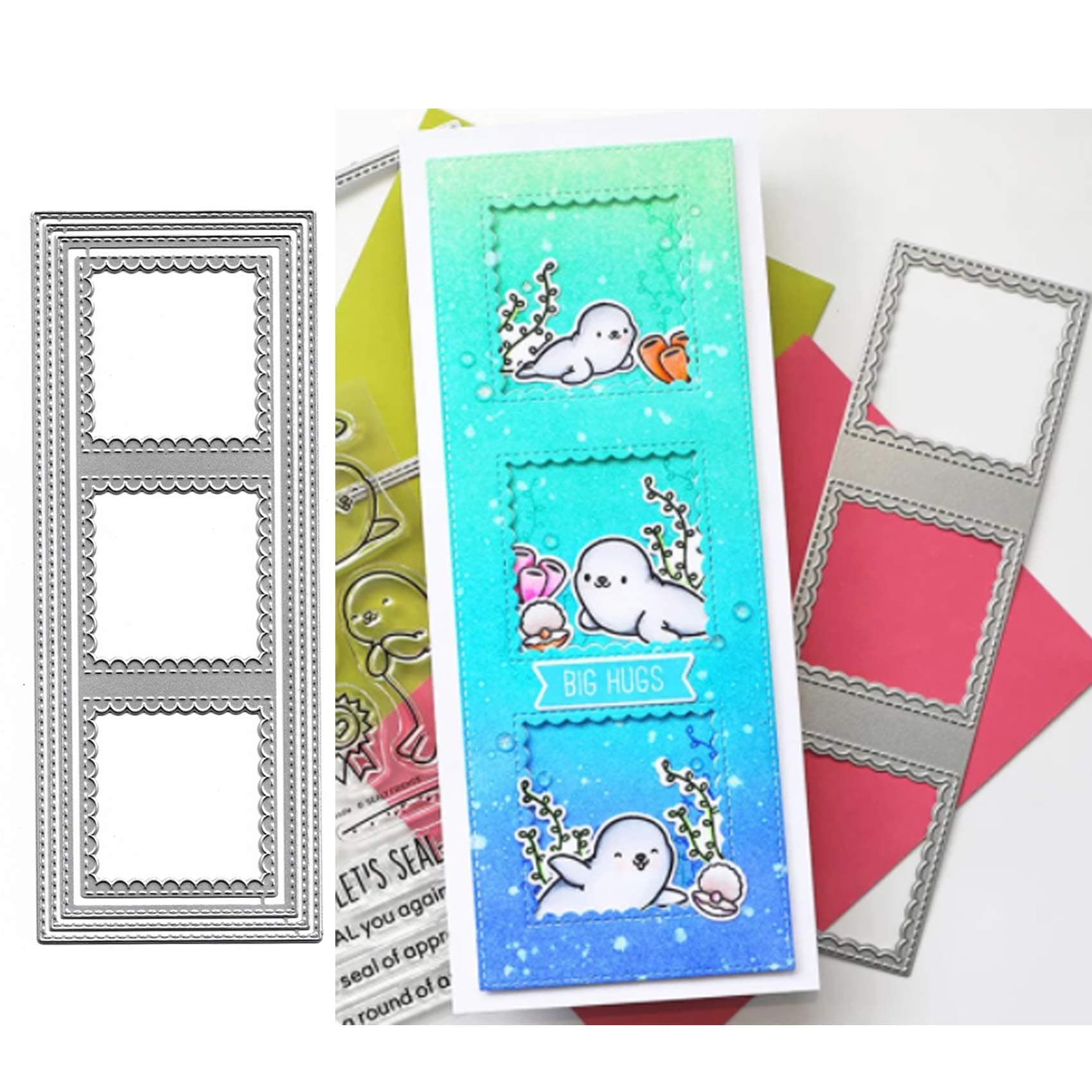 Rectangle Square Frame Metal Die Cut, Long Frame Christmas Card Cutting Dies for DIY Embossing, Photo Decorative Paper, Scrapbooking and Card Making