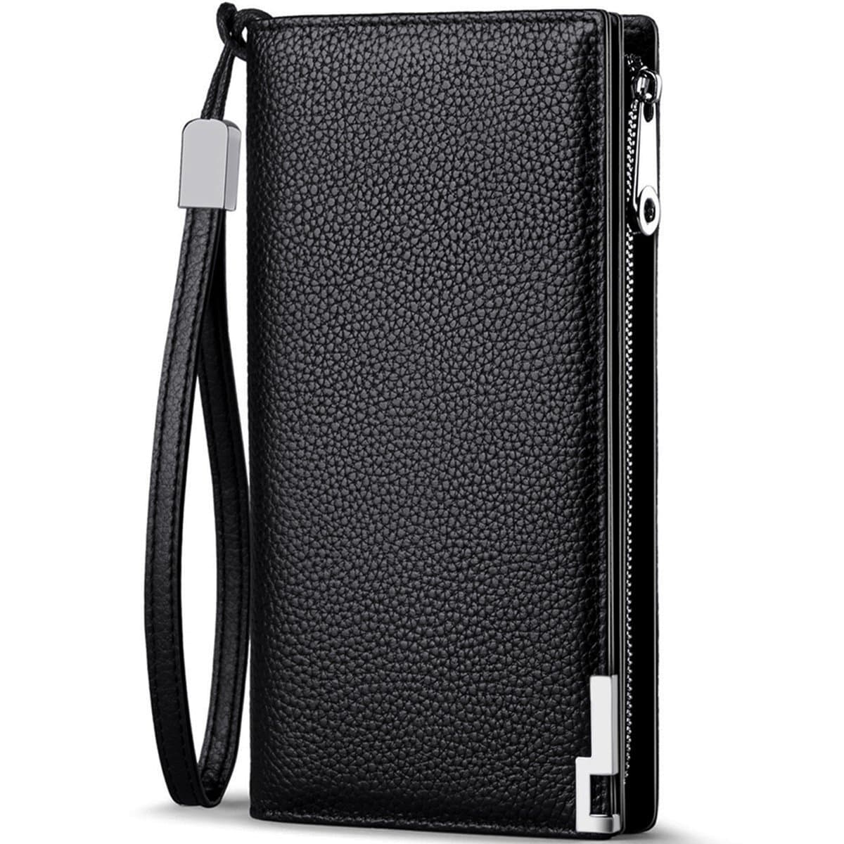 Long Wallets for Men Leather RFID Blocking Bifold Wallet with Zipper