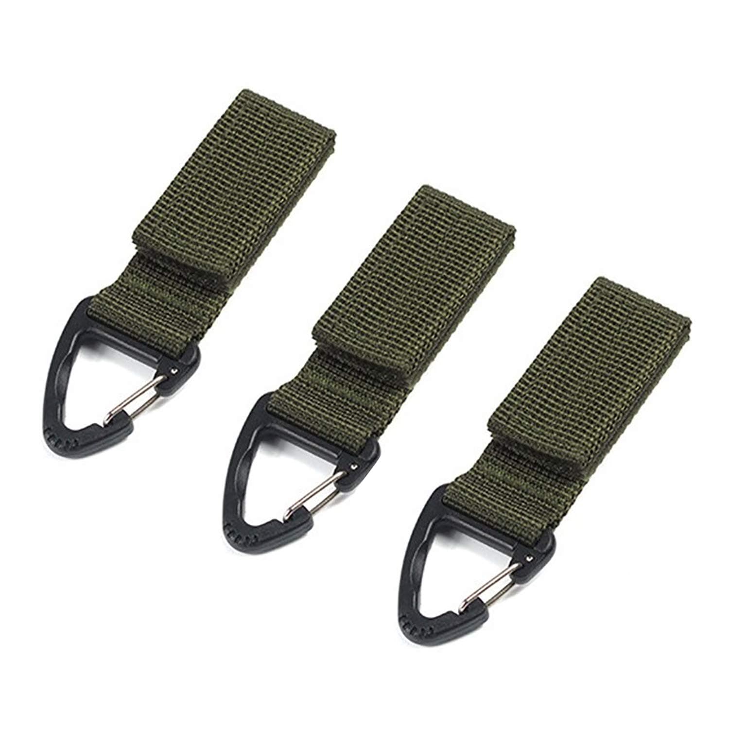 SOLDOUT 3 PCS Backpack Buckle Webbing Strap Hanging Buckle Quick Hook Outdoor Camping Tactical Backpack Bag Accessories EDC Tool (Green)