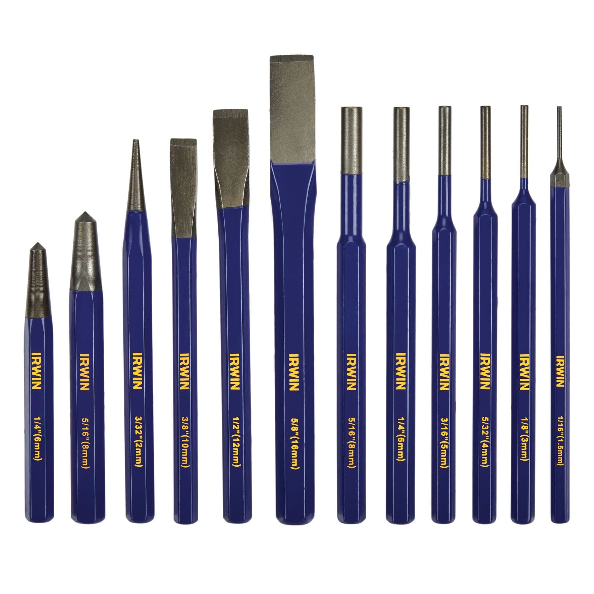 IRWIN Punch and Chisel Set, Woodworking, 12 Pack (IRHT82529)
